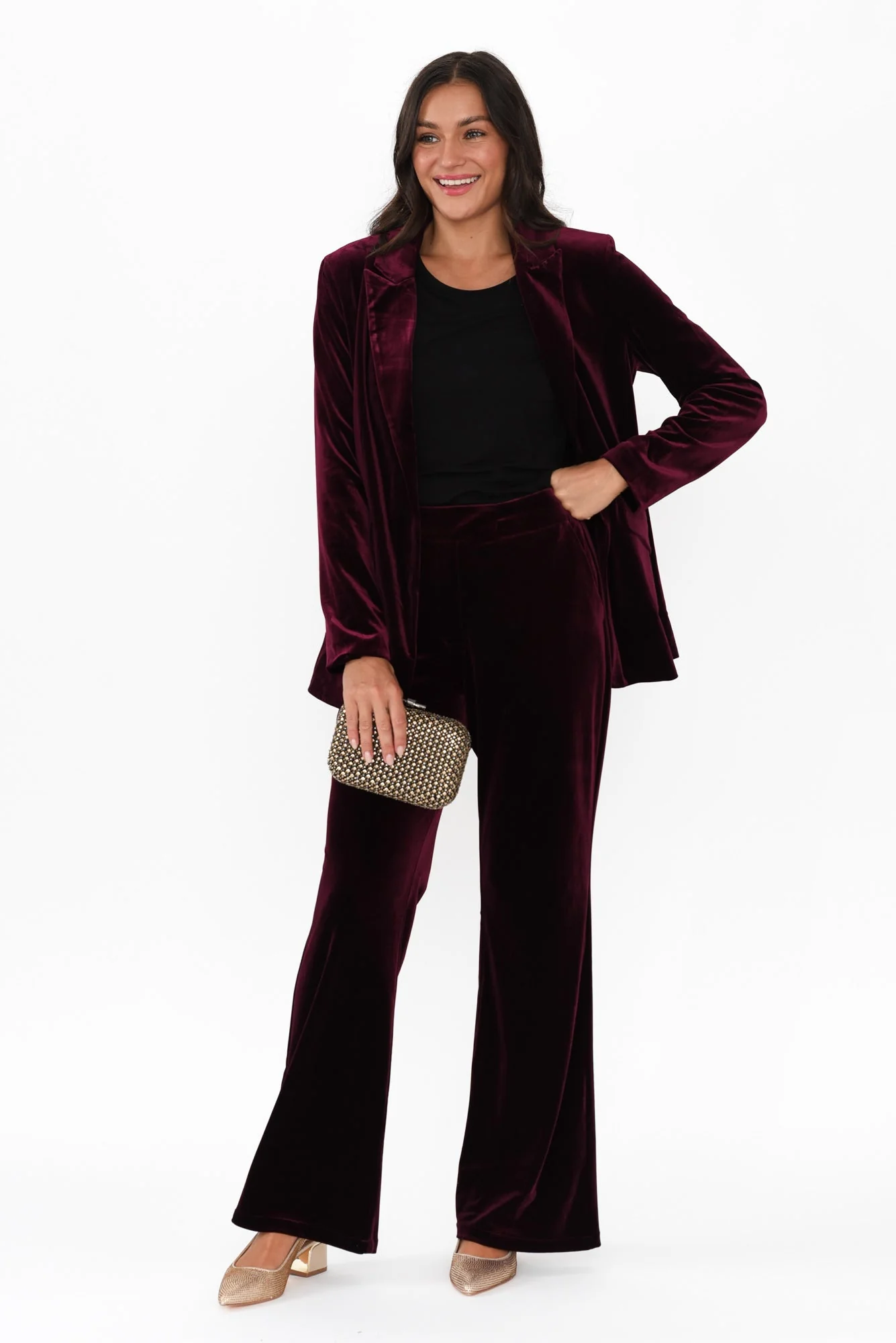 Mustang Sally Burgundy Velvet Pants - Image 2