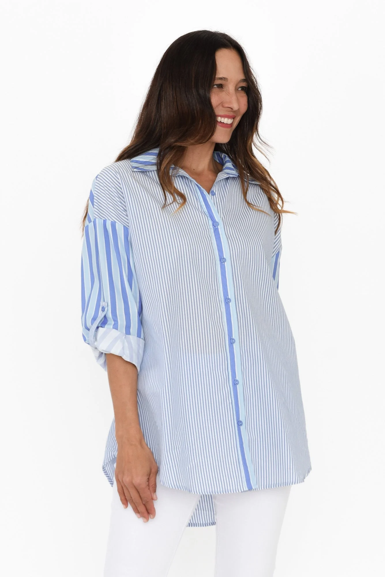 Myla Blue Stripe Cotton Shirt