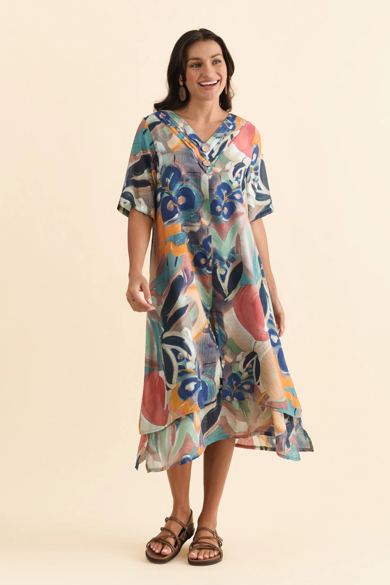 Nala Blue Floral Layers Dress - Image 2