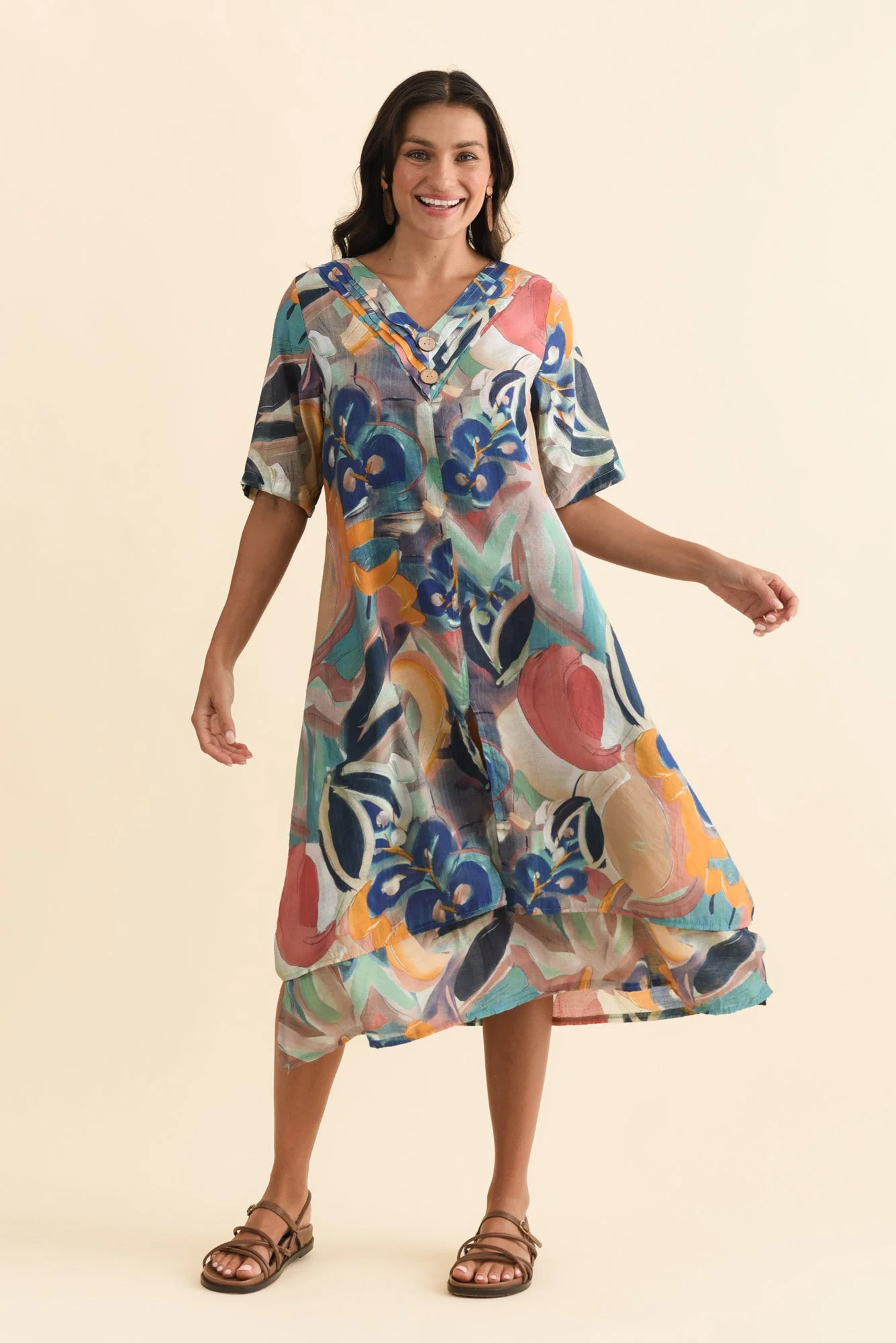 Nala Blue Floral Layers Dress - Image 3