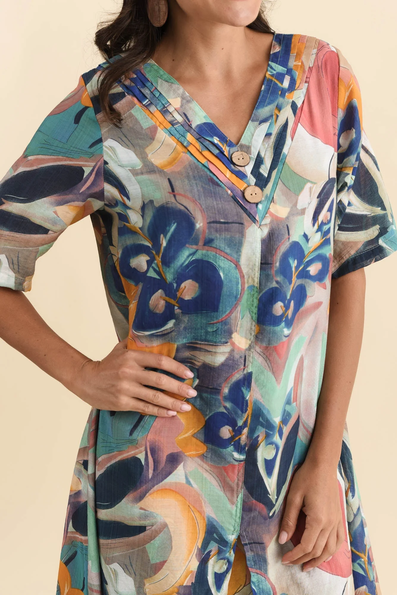 Nala Blue Floral Layers Dress - Image 6