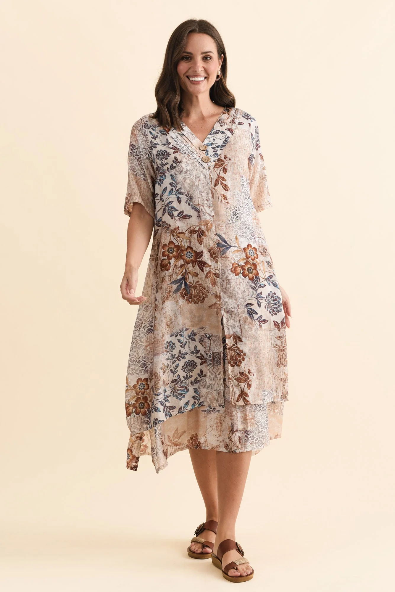 Nala Mocha Garden Layers Dress