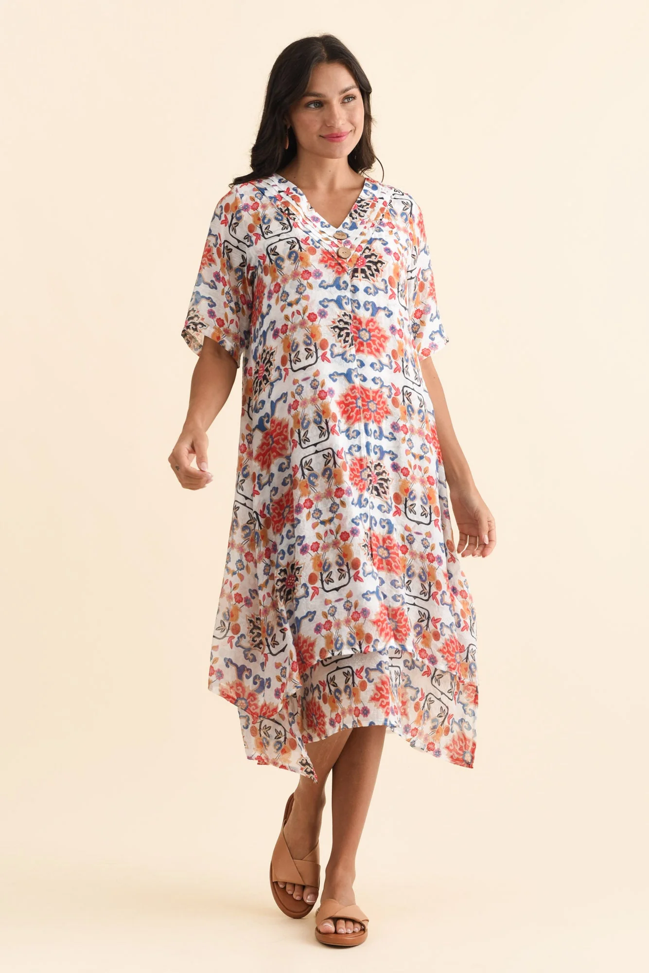 Nala Orange Floral Layers Dress - Image 2