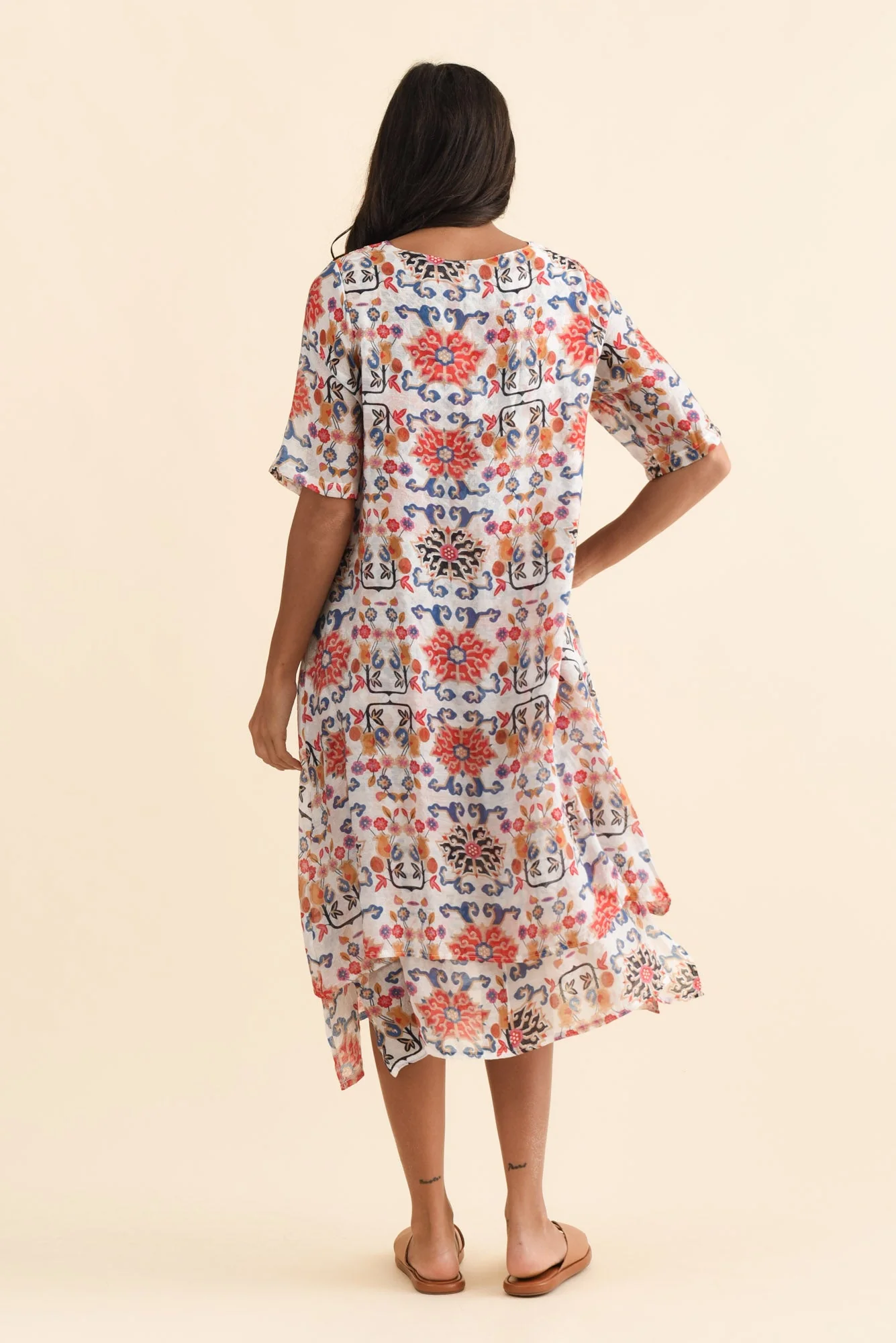 Nala Orange Floral Layers Dress - Image 4