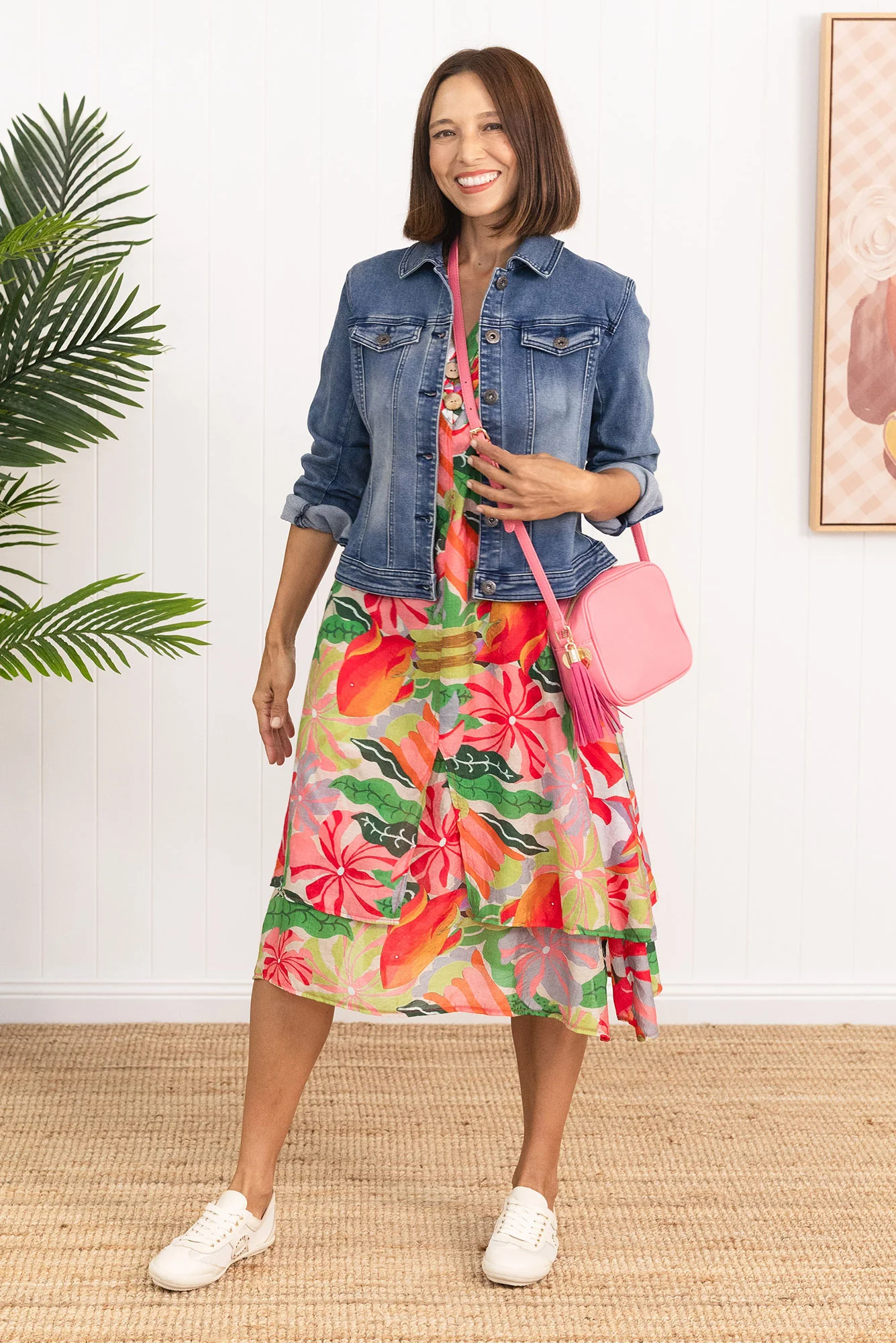Nala Pink Hibiscus Layers Dress