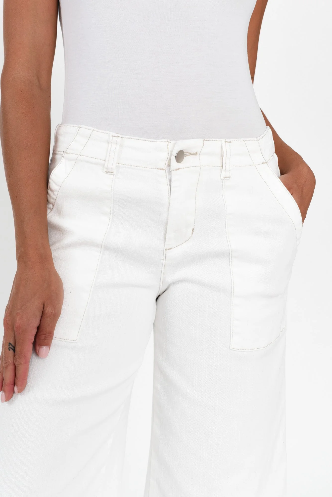 Narcy Ivory Wide Leg Jeans - Image 5