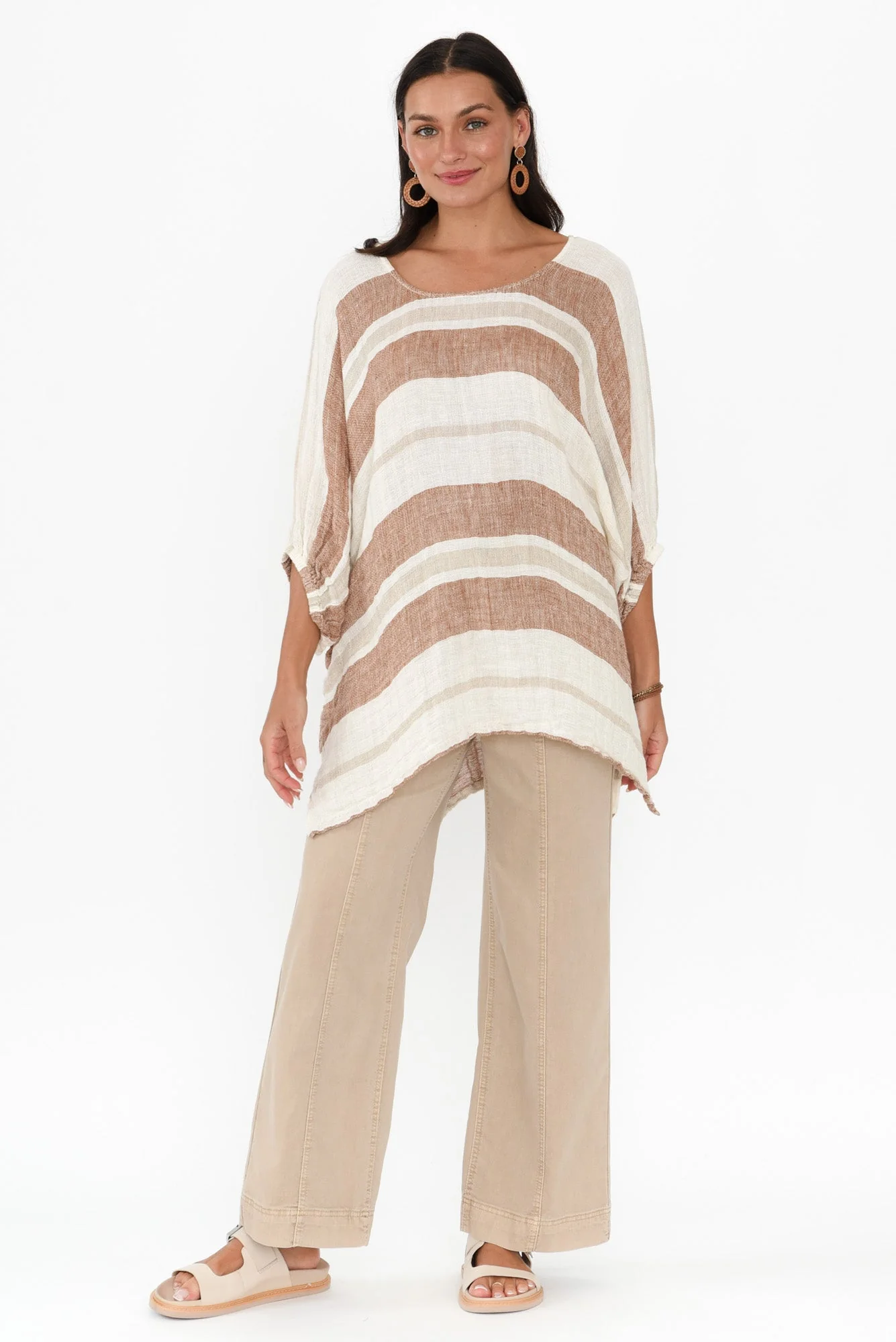 Nassau Terracotta Stripe Linen Top - Image 6