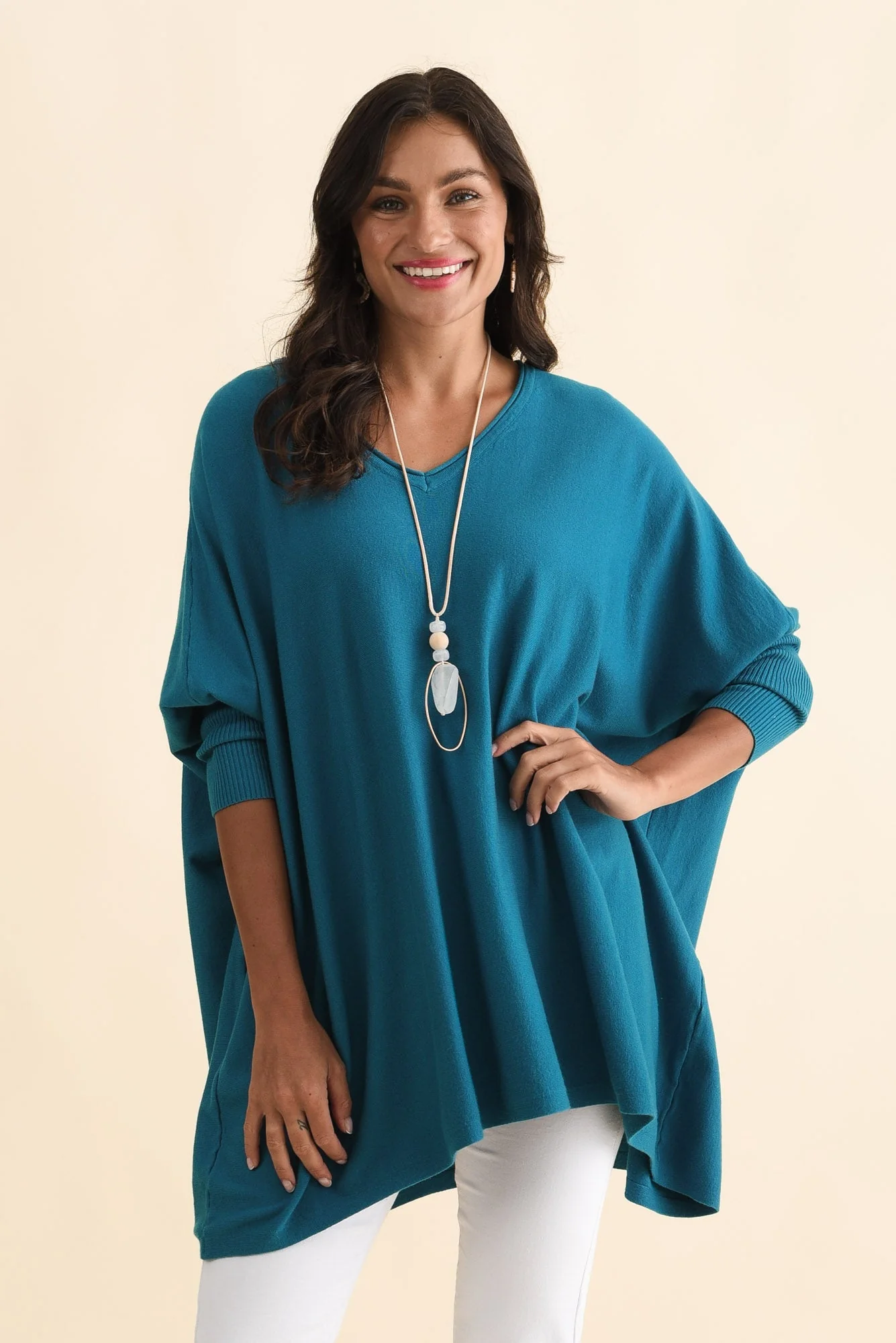 Nastia Teal Wool Blend Jumper - Image 2