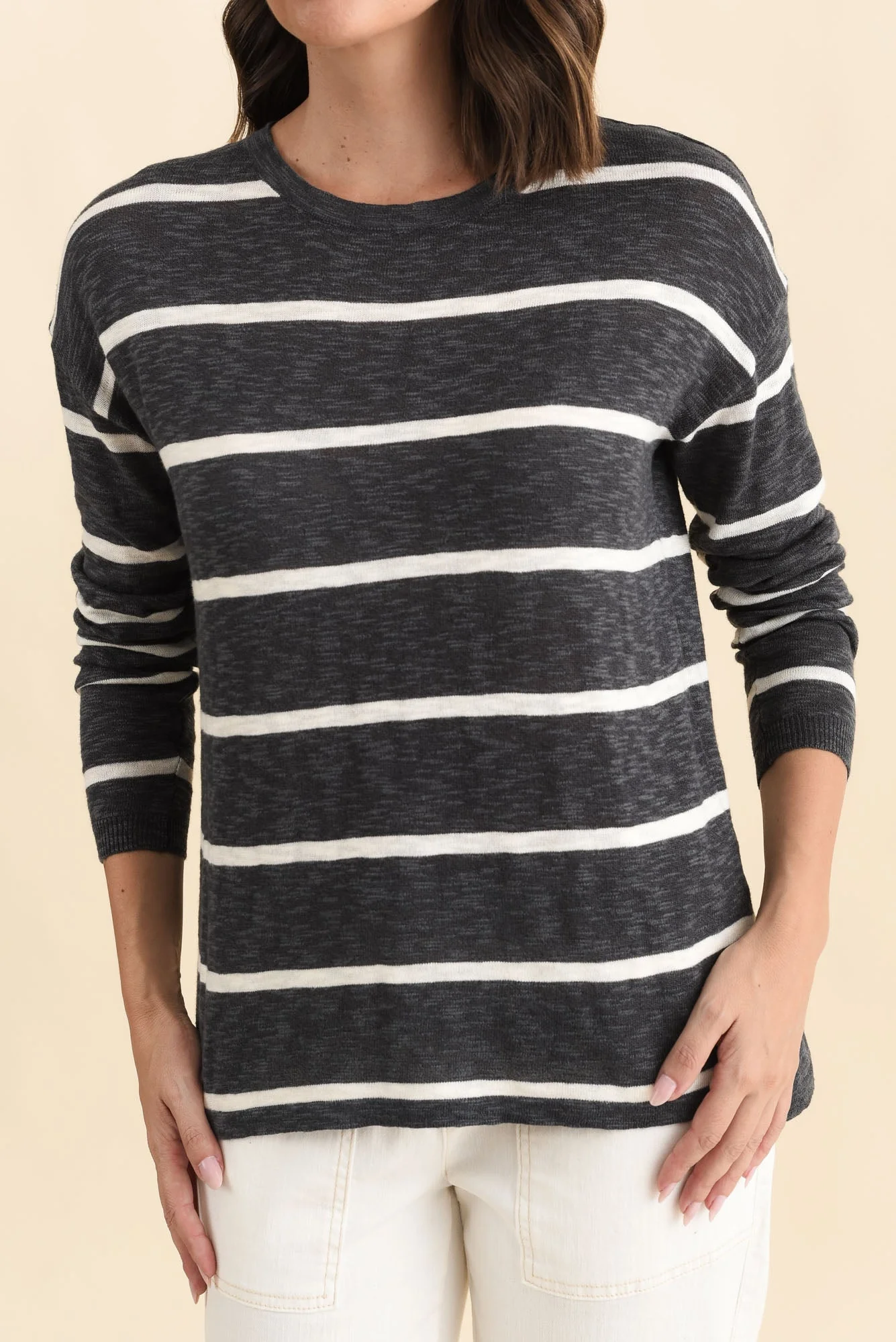 Natasha Charcoal Stripe Knit Top - Image 5
