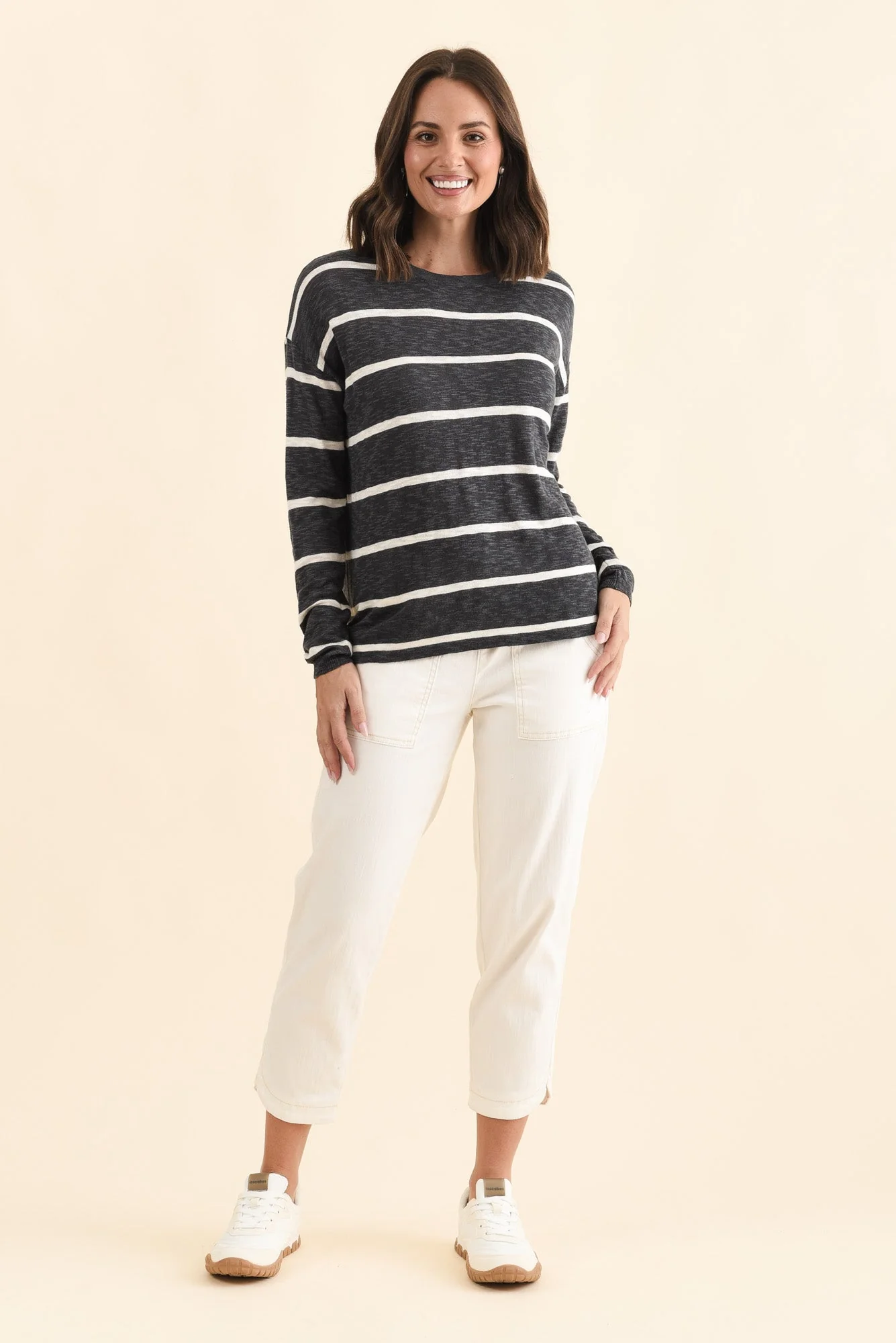 Natasha Charcoal Stripe Knit Top - Image 6