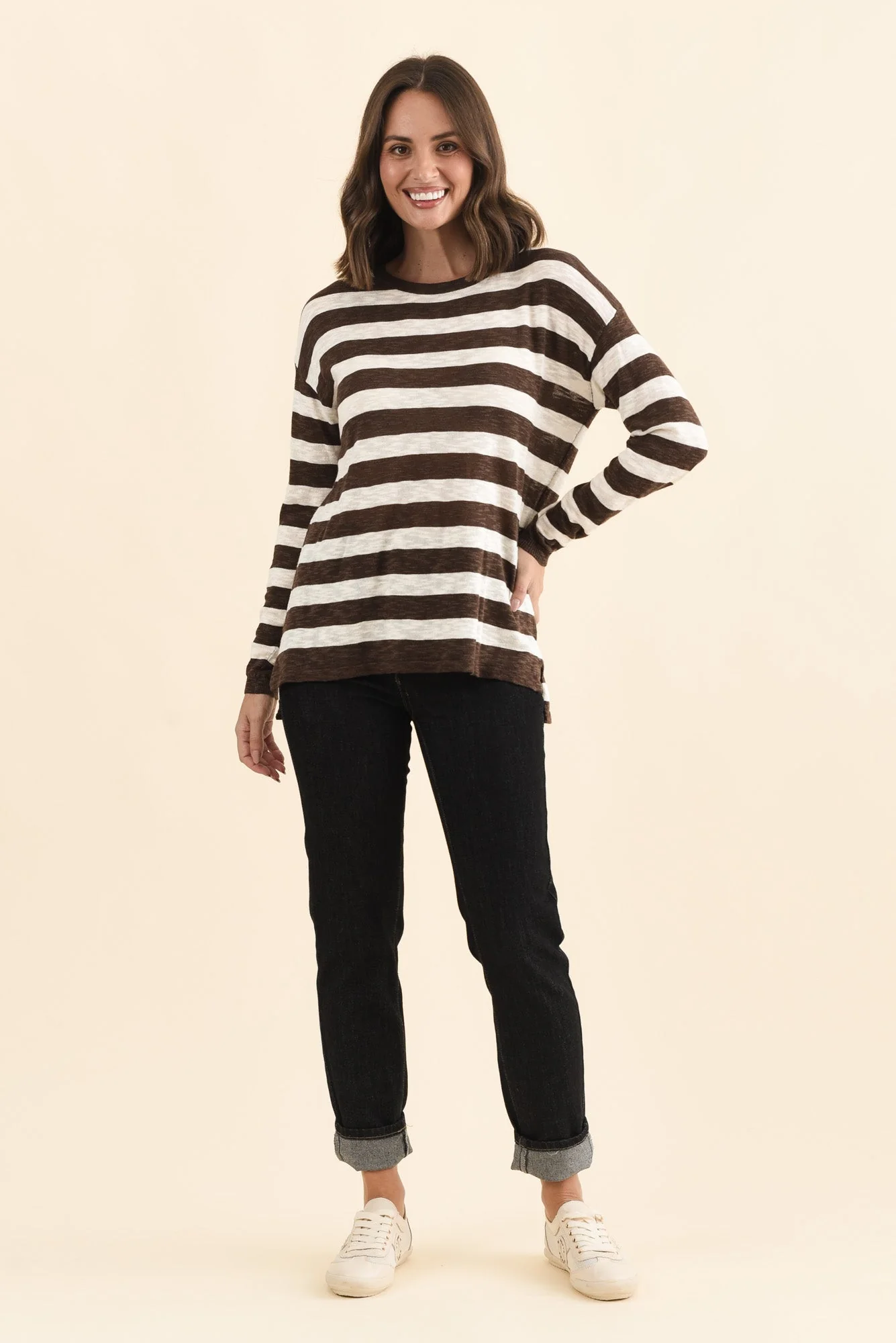 Natasha Chocolate Stripe Knit Top - Image 6