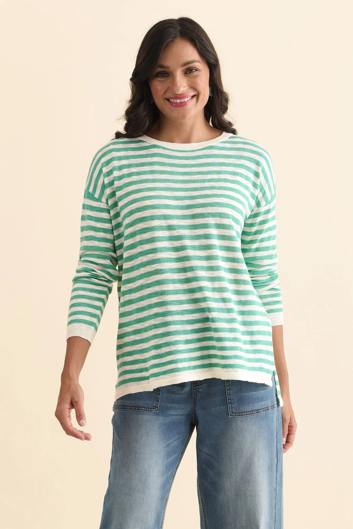 Natasha Emerald Stripe Knit Top