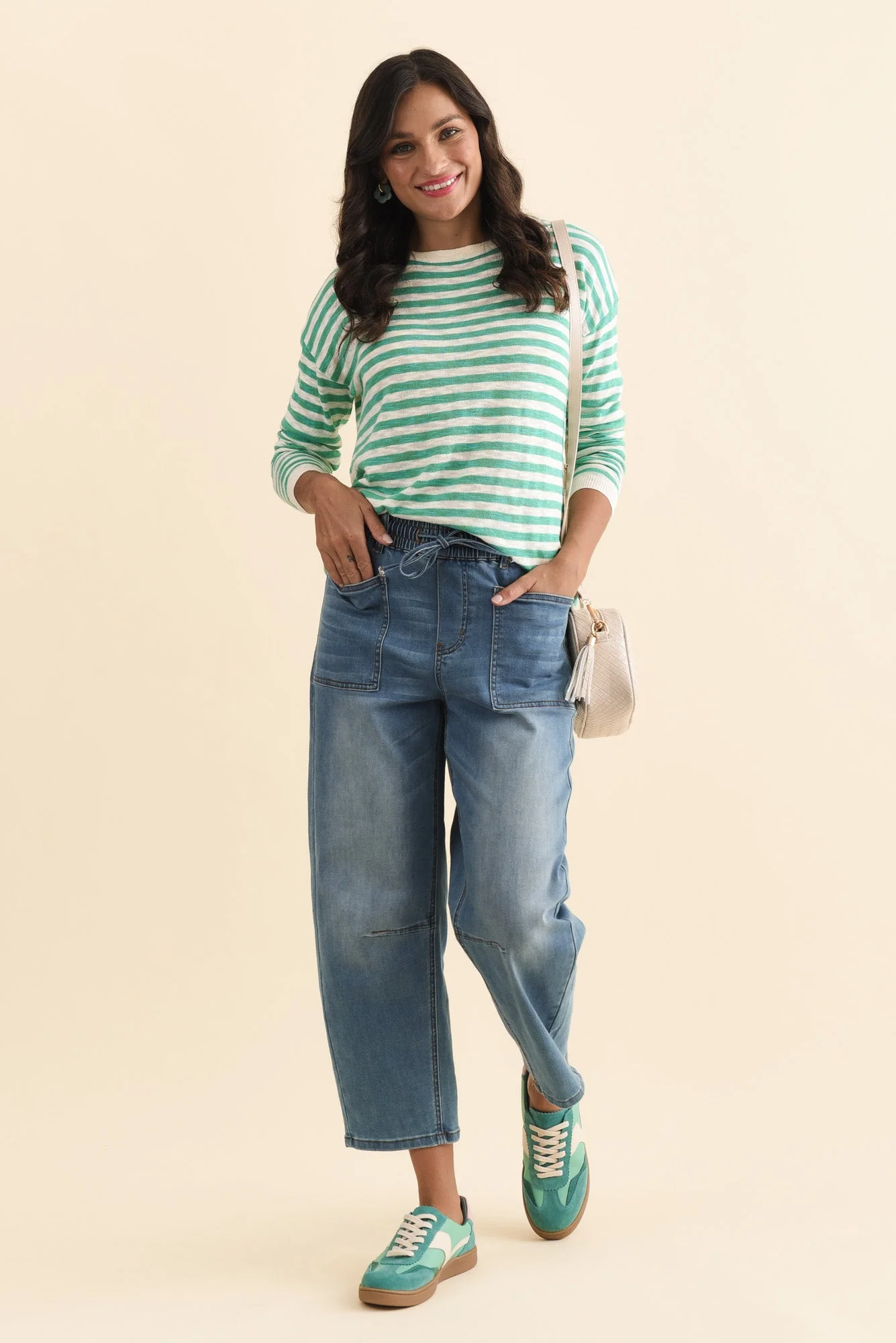 Natasha Emerald Stripe Knit Top - Image 2
