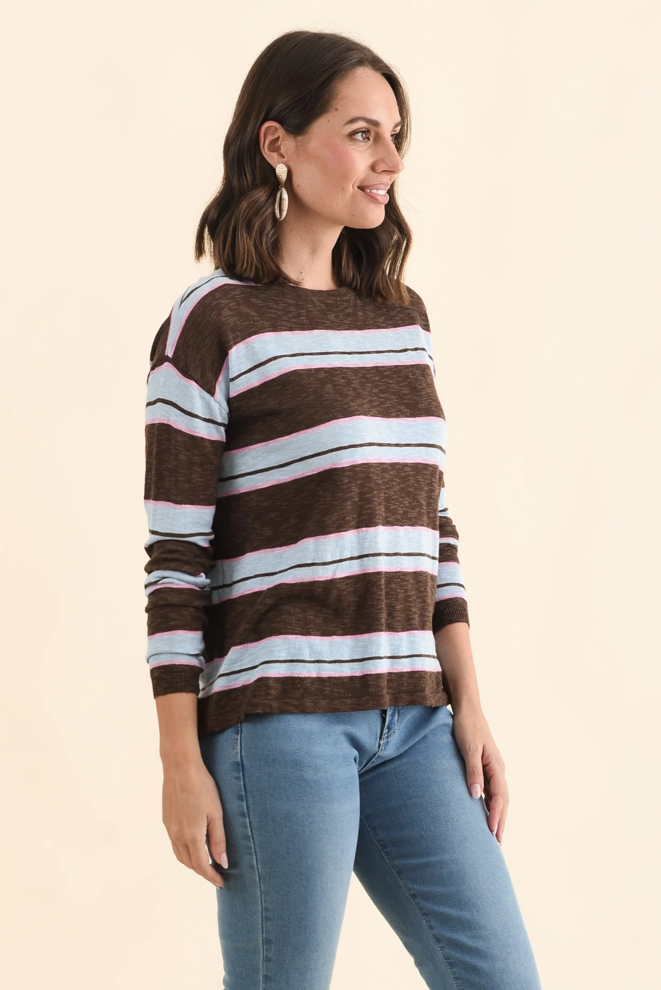 Natasha Mocha Stripe Knit Top - Image 3