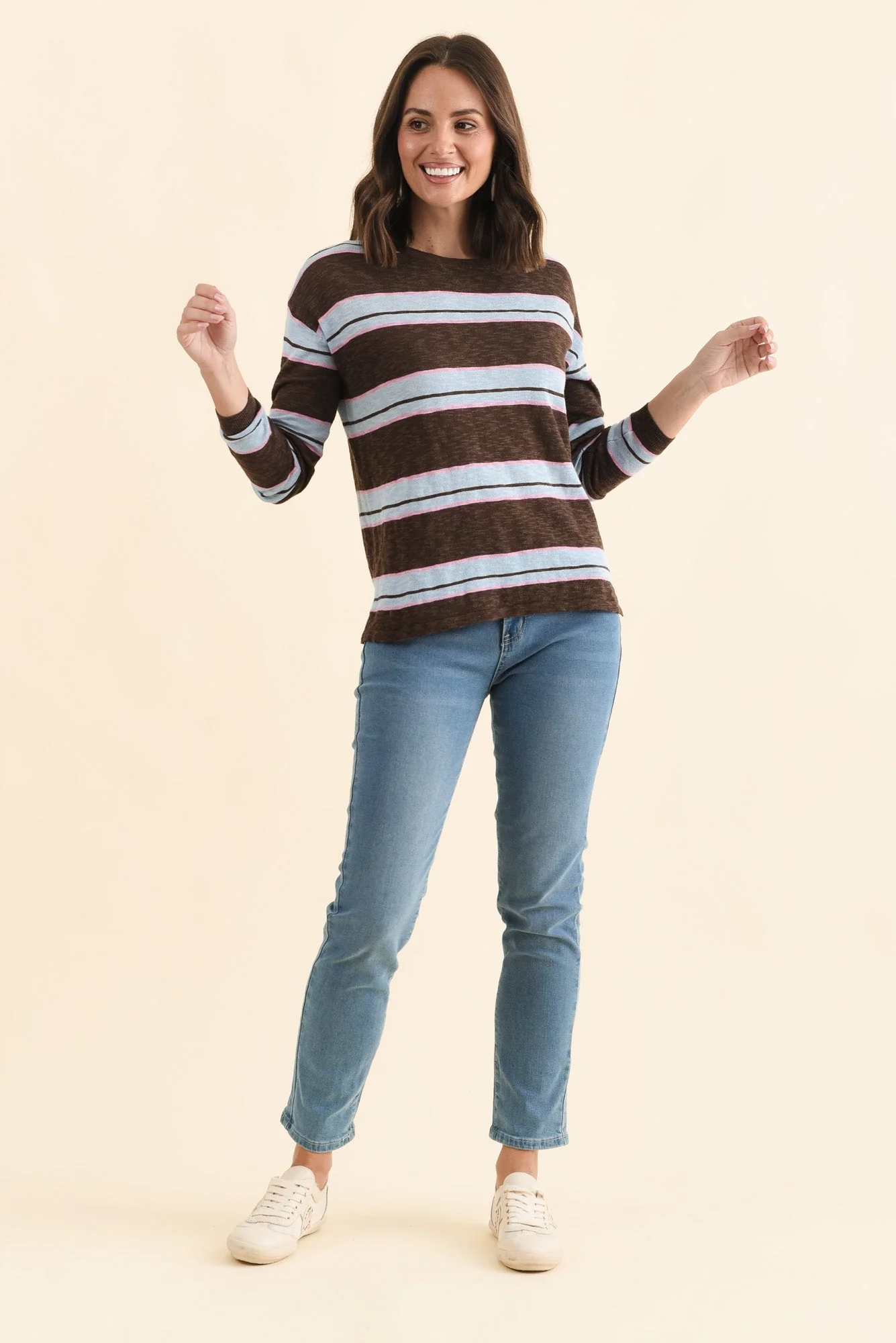 Natasha Mocha Stripe Knit Top - Image 6