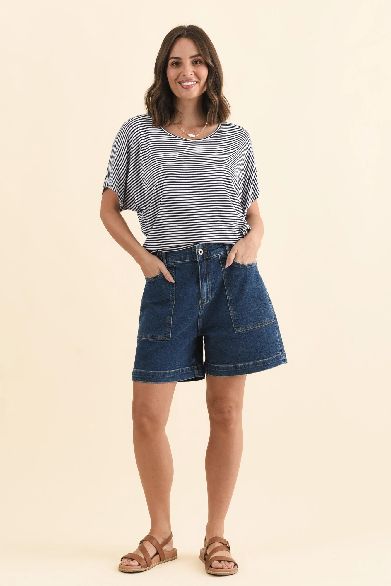 Navy and White Stripe Maui Tee - Image 6