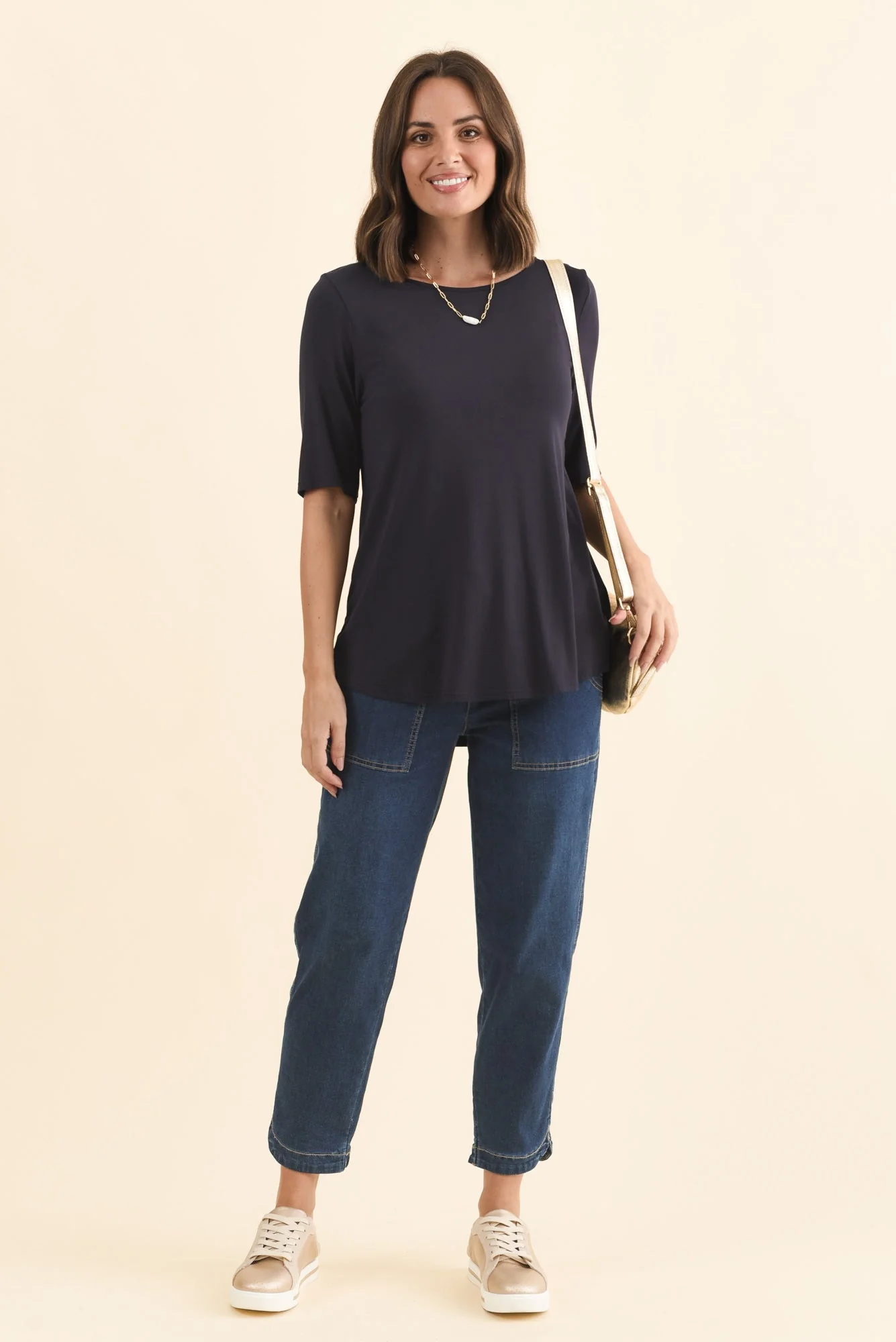 Buttery Navy Half Sleeve Top - Image 2