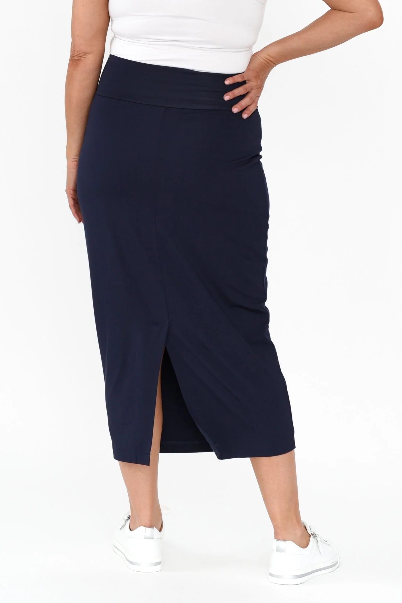 Navy Bamboo Maxi Tube Skirt - Image 11