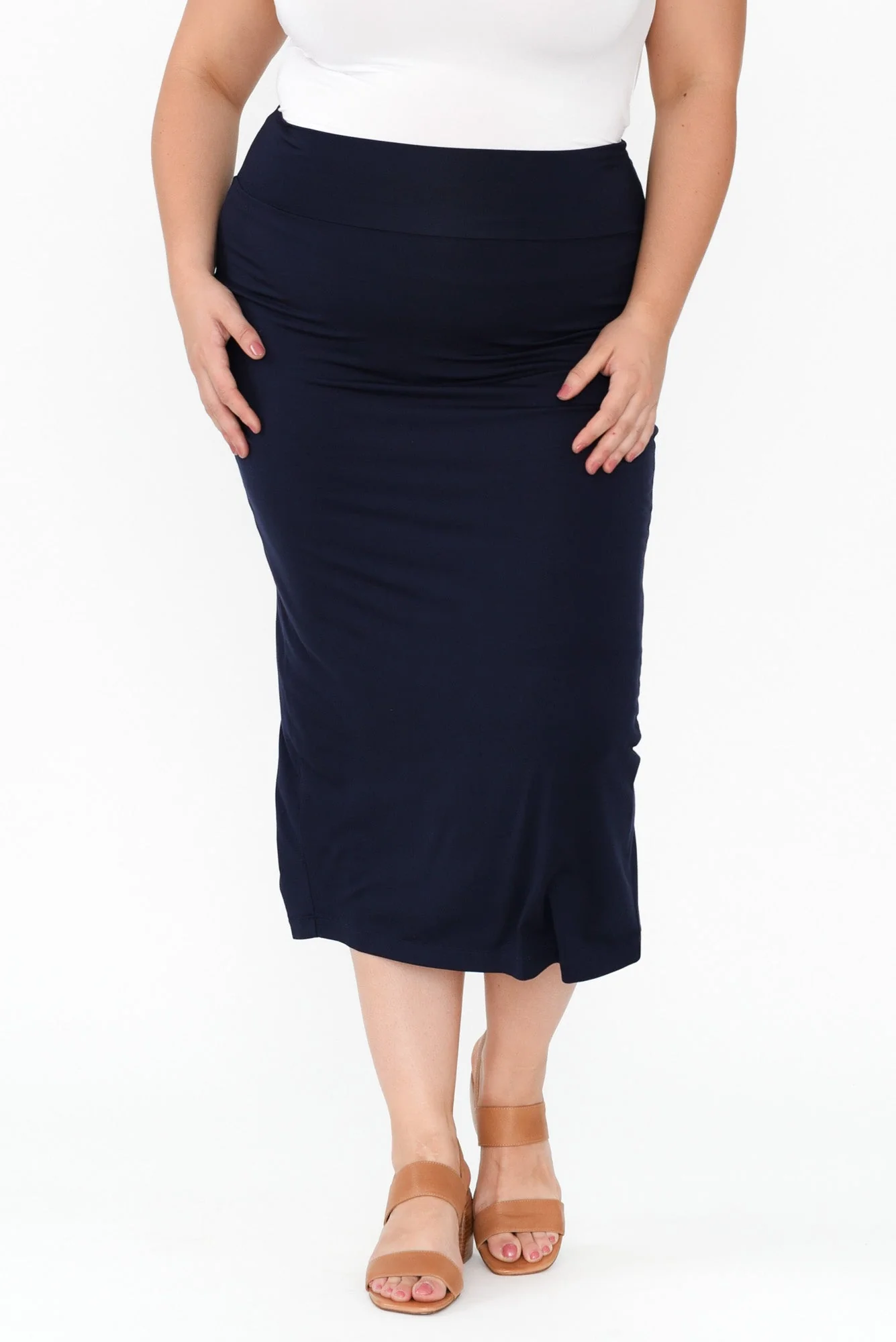 Navy Bamboo Maxi Tube Skirt - Image 12