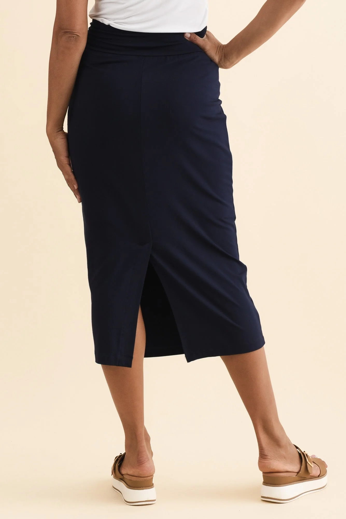 Navy Bamboo Maxi Tube Skirt - Image 5