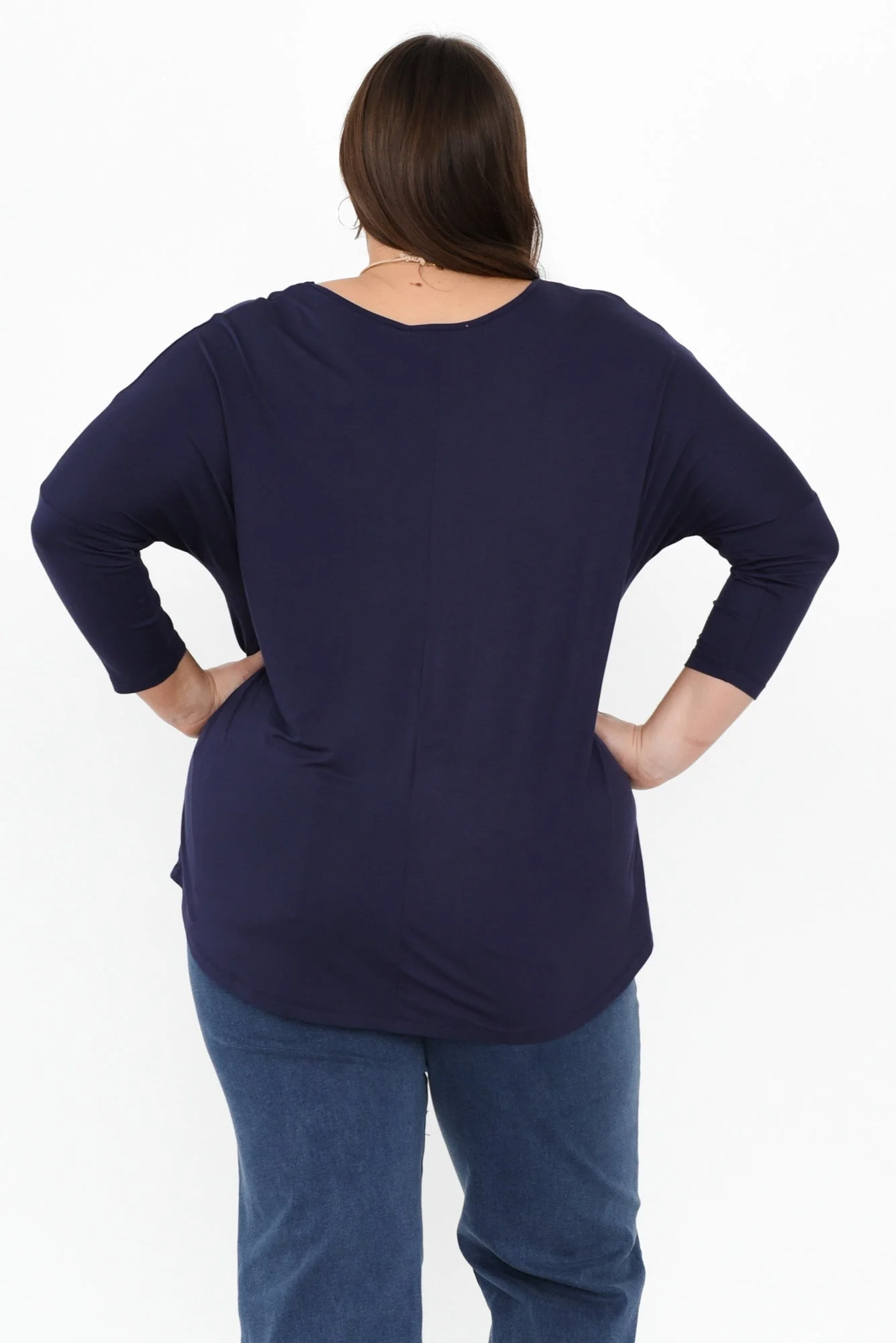 Navy Milan 3/4 Sleeve Top - Image 11