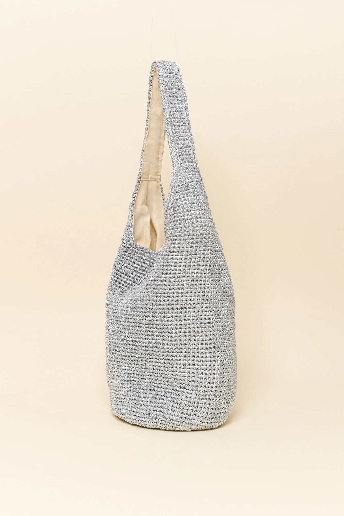 Nevada Silver Metallic Straw Shoulder Bag - Image 3