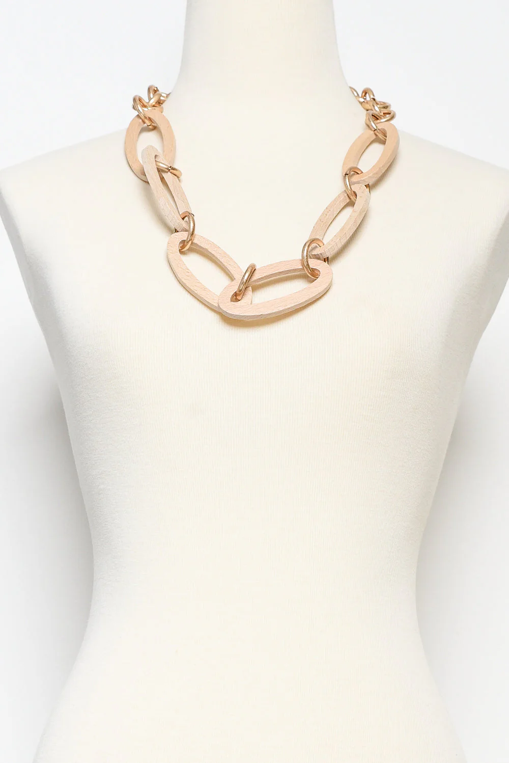 Nevaeh Beige Wooden Link Necklace - Image 2