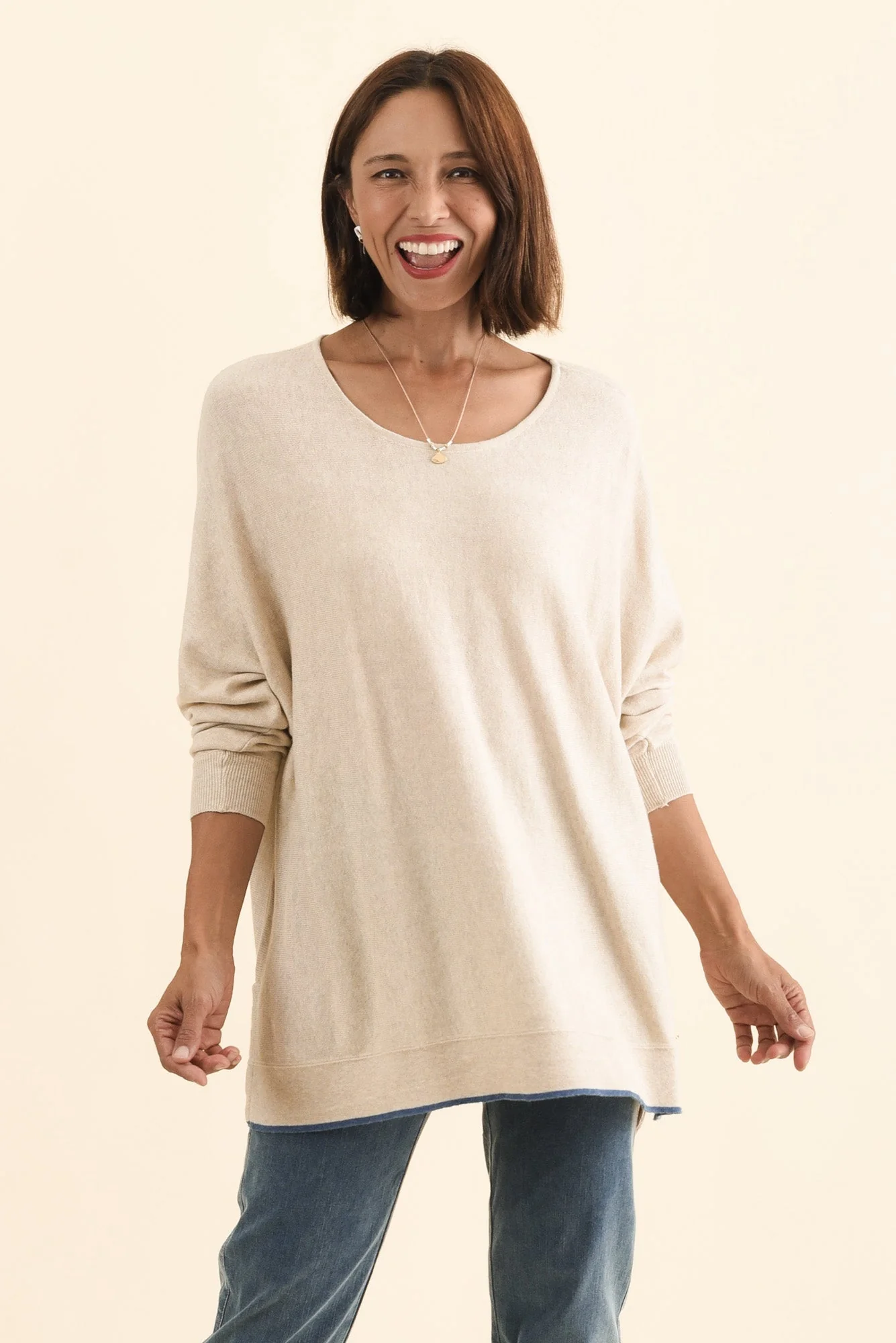 Nick Beige Organic Cotton Knit Jumper