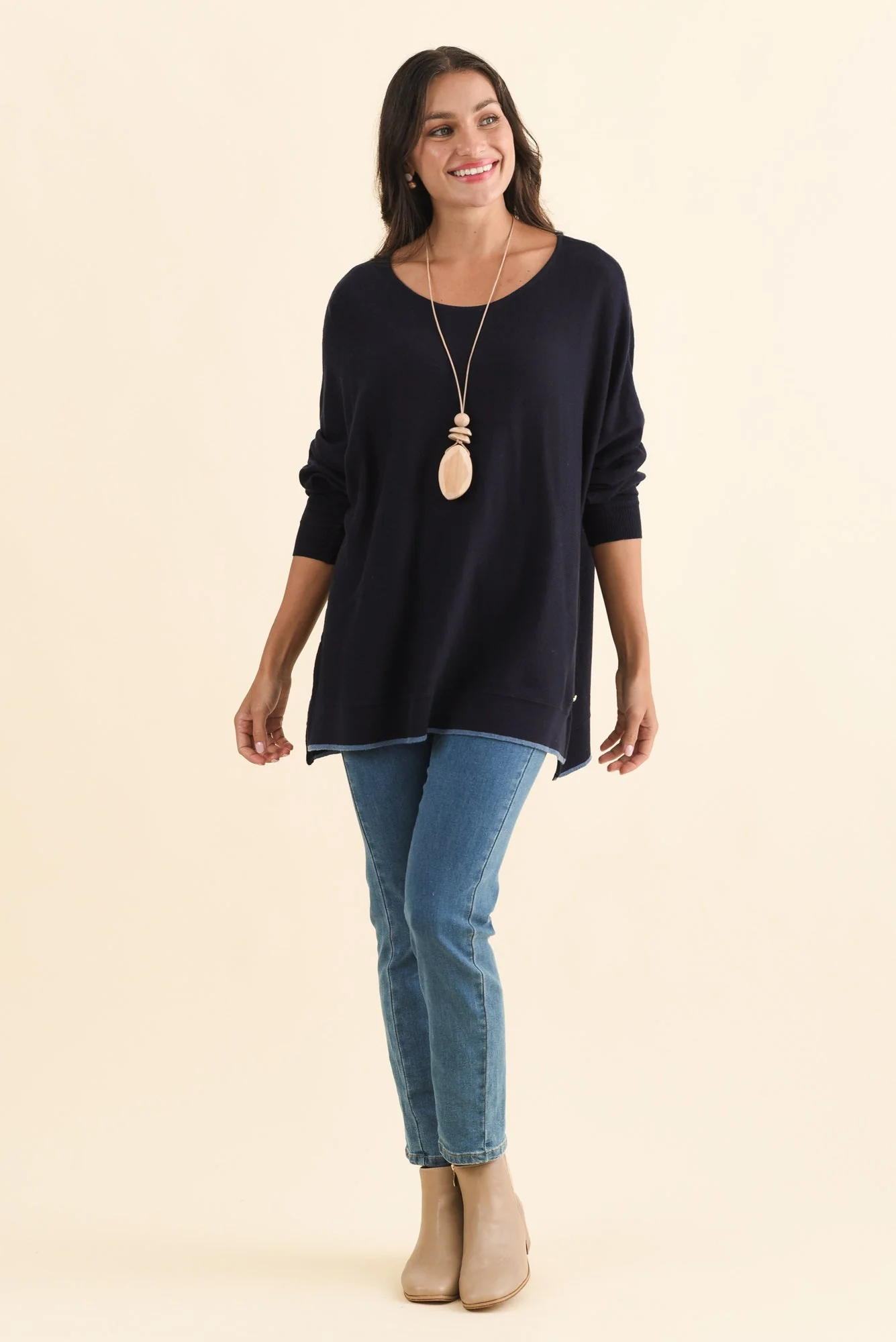 Nick Navy Organic Cotton Knit Jumper - Image 2