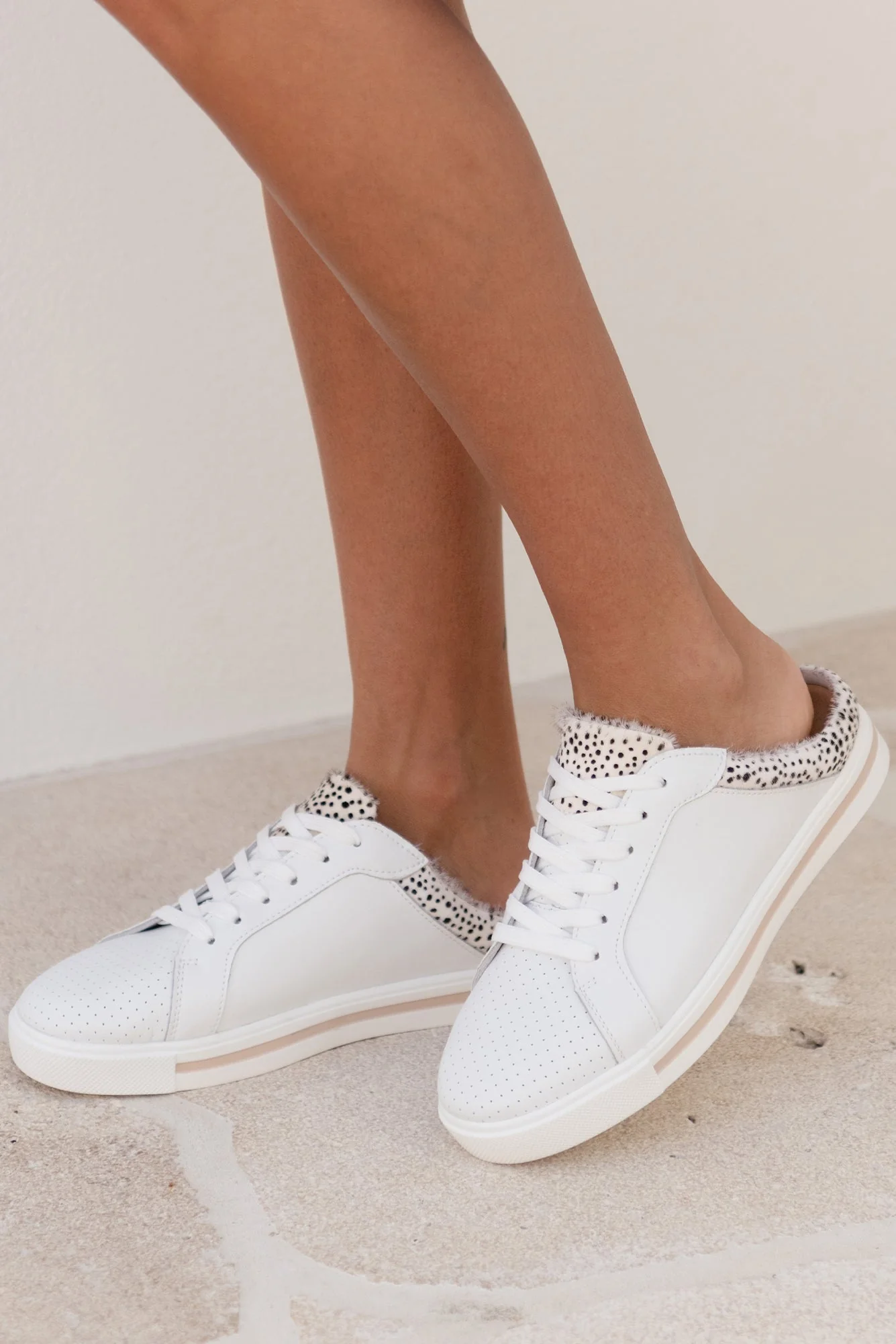 Nicky White Cheetah Leather Mule Sneaker - Image 2