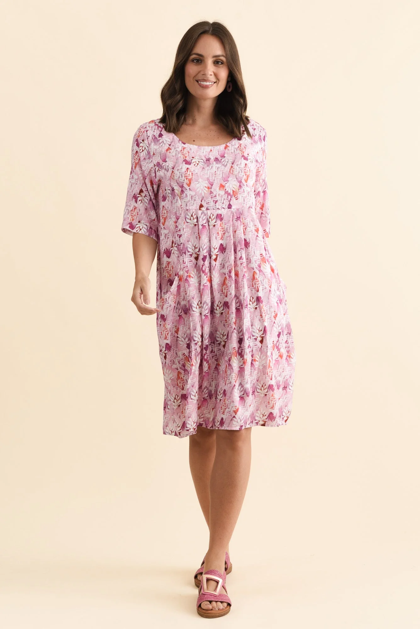 Nina Pink Abstract Pocket Dress