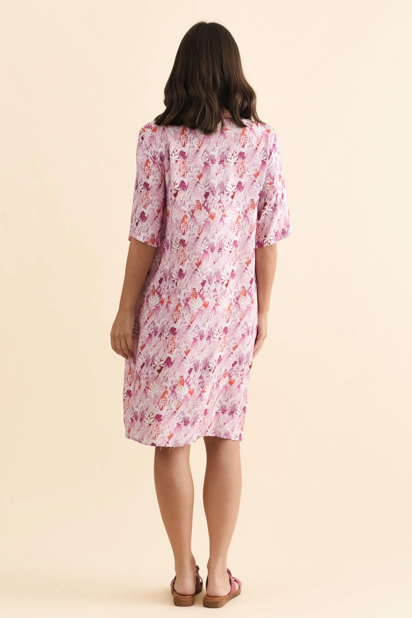 Nina Pink Abstract Pocket Dress - Image 4