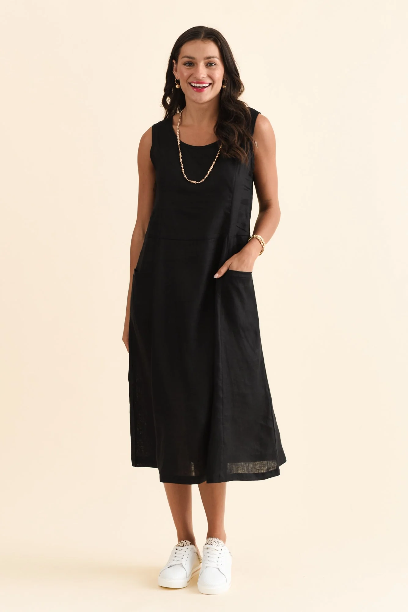 Noah Black Linen Pocket Dress