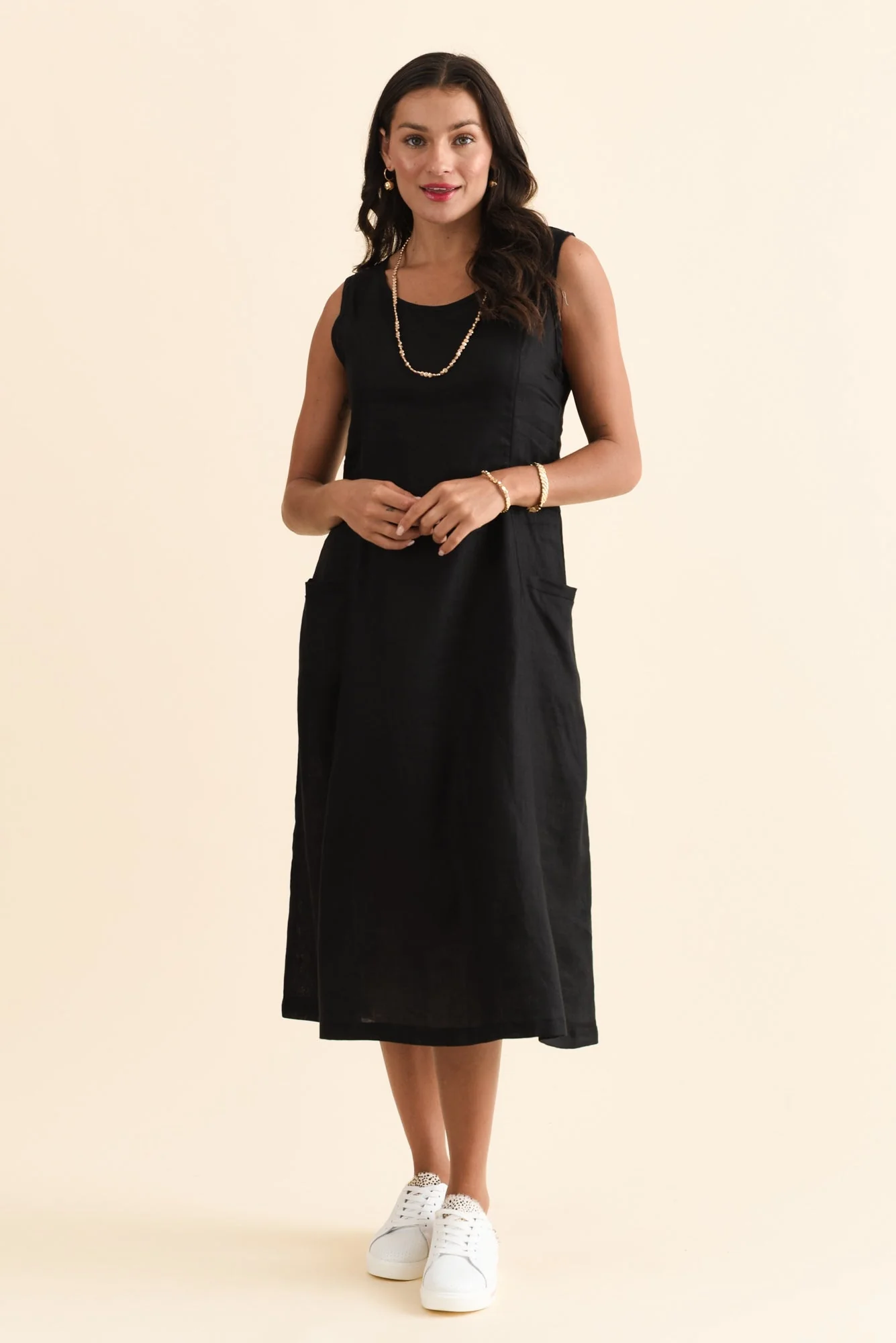 Noah Black Linen Pocket Dress - Image 6