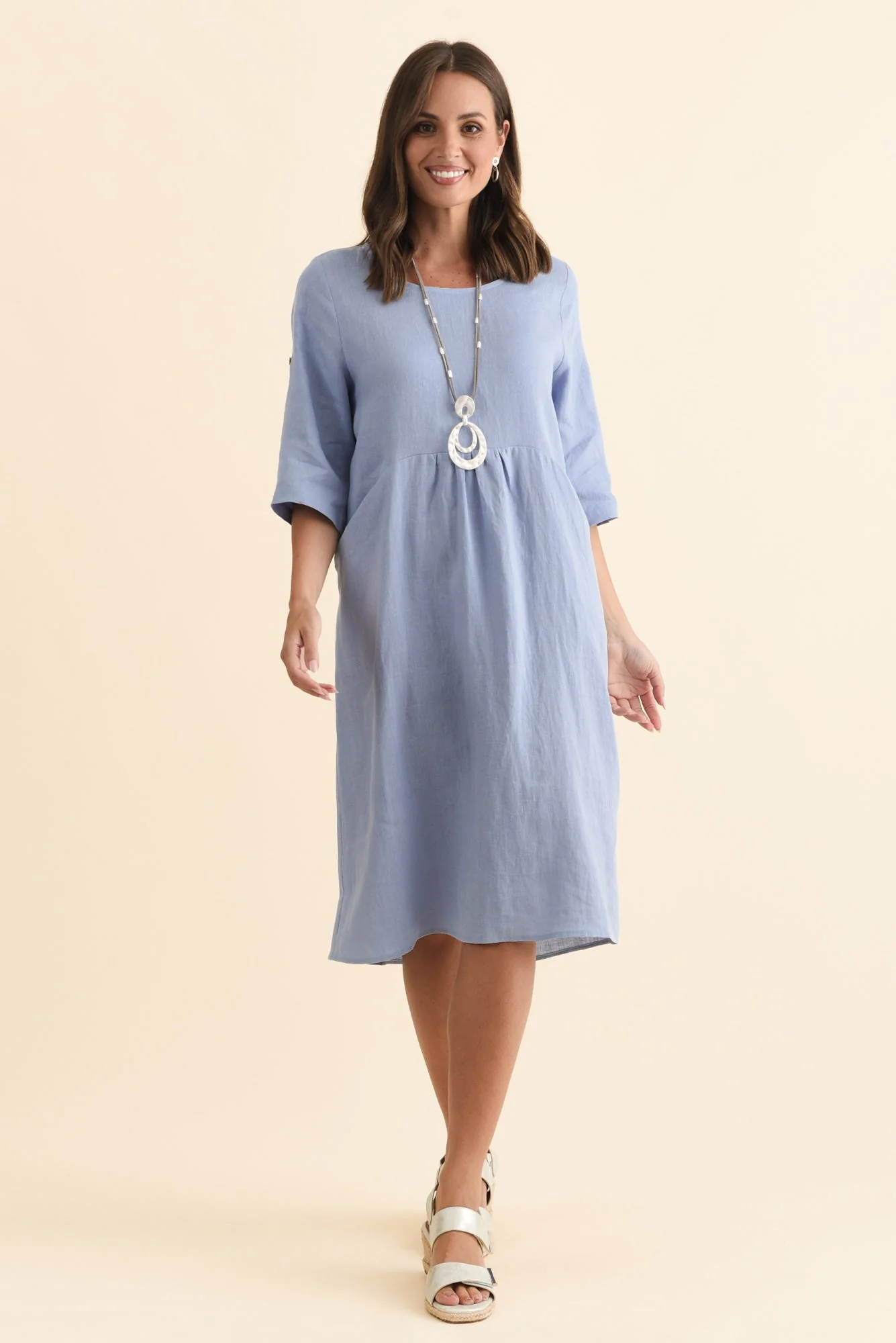 Nolita Blue Linen Pocket Dress - Image 2