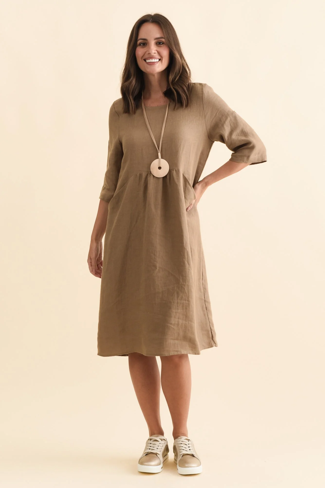 Nolita Chocolate Linen Pocket Dress