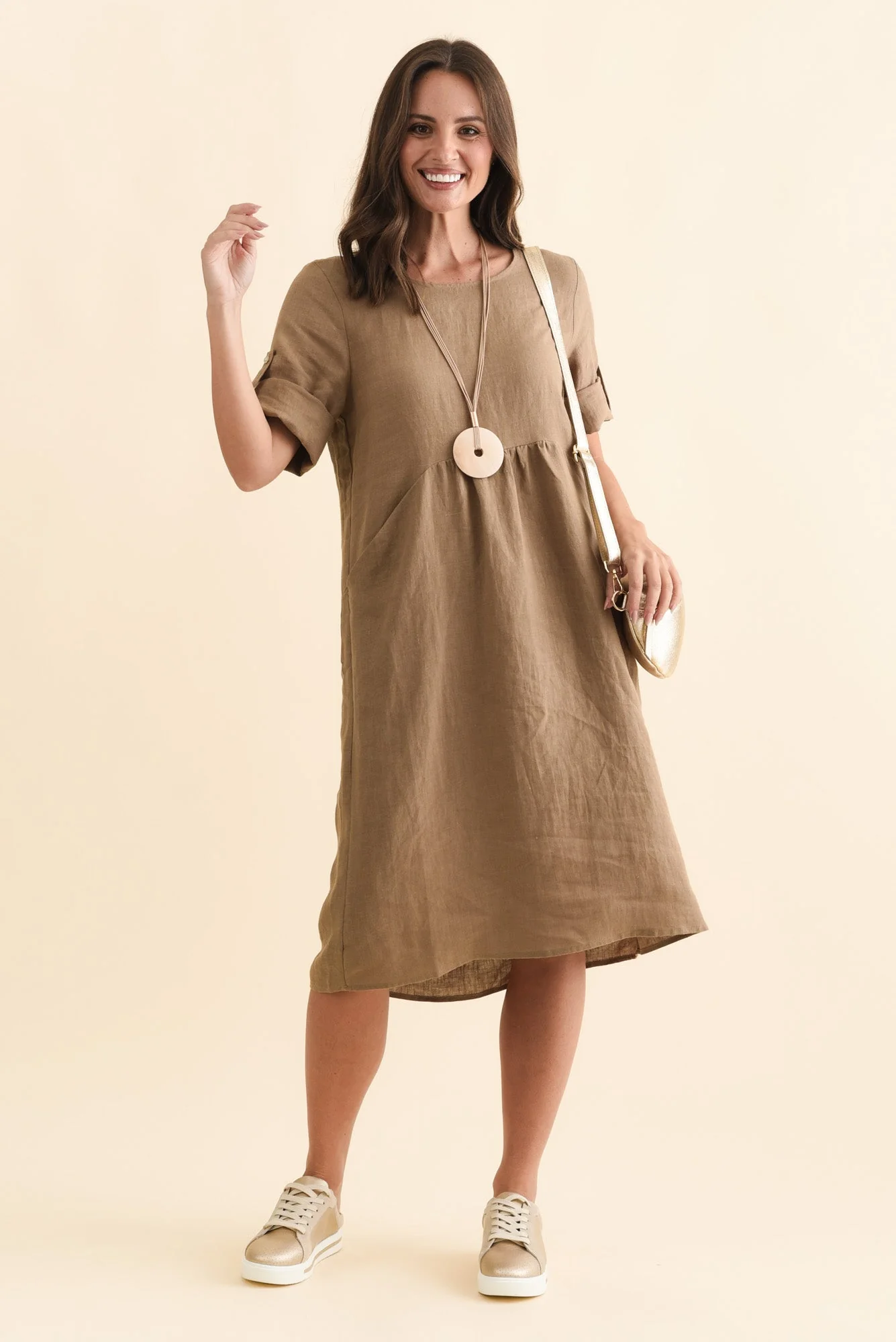 Nolita Chocolate Linen Pocket Dress - Image 2