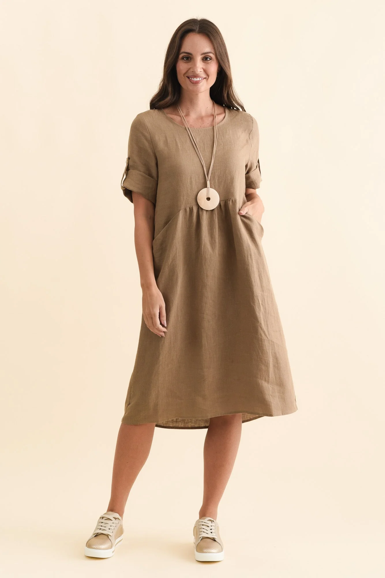 Nolita Chocolate Linen Pocket Dress - Image 6