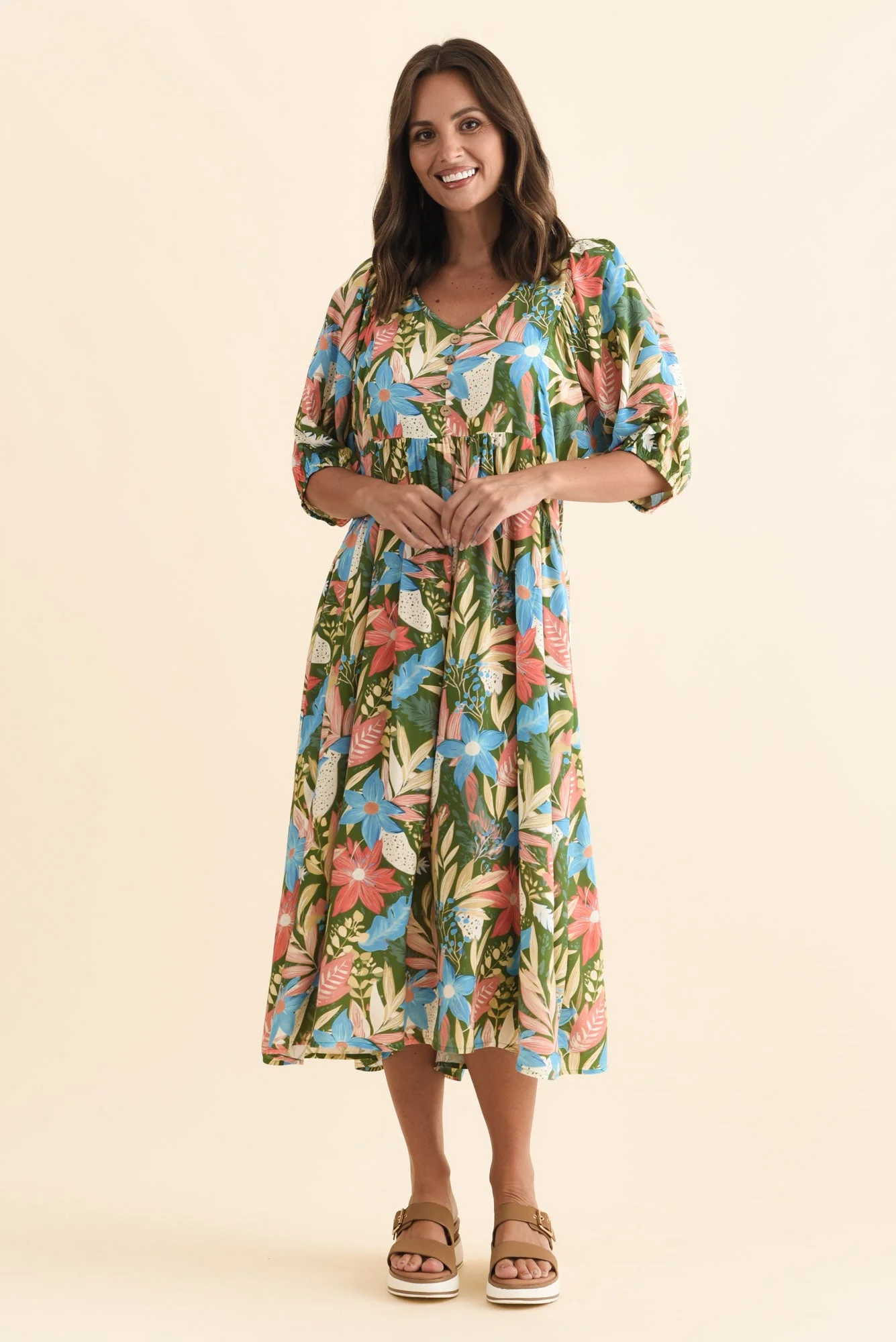 Nolte Green Botanical Pocket Dress