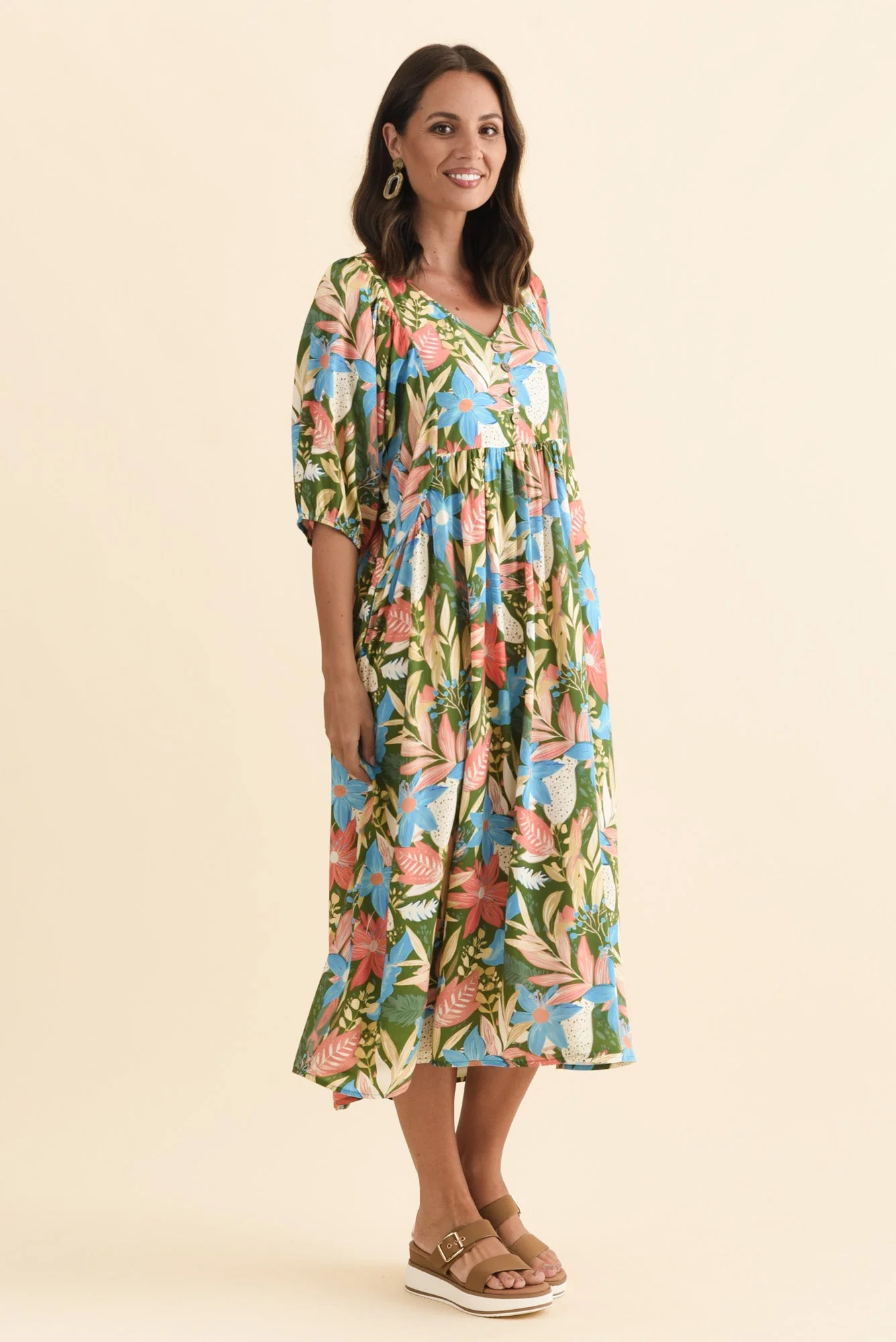 Nolte Green Botanical Pocket Dress - Image 3