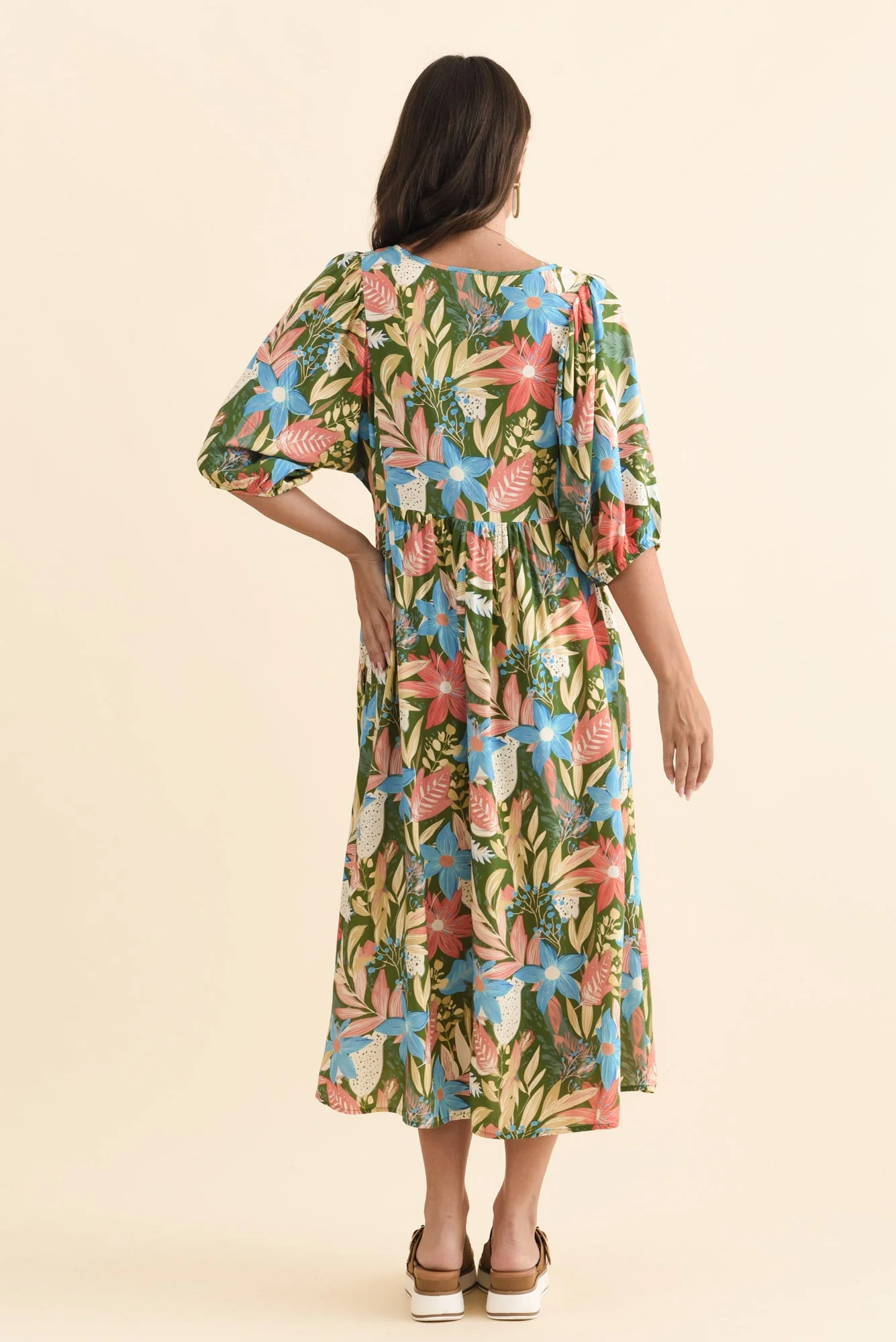 Nolte Green Botanical Pocket Dress - Image 4