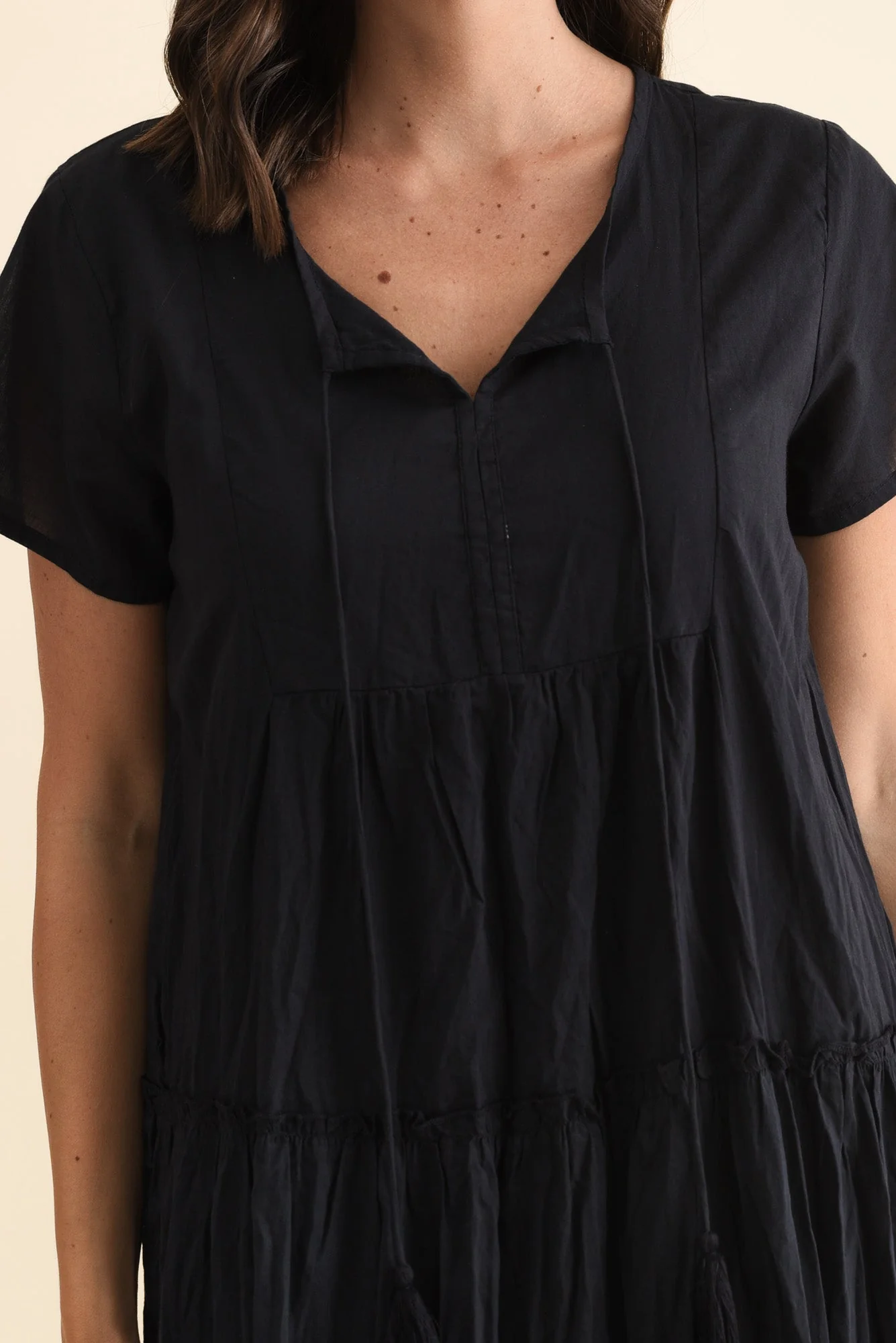 Nona Navy Crinkle Cotton Maxi Dress - Image 6