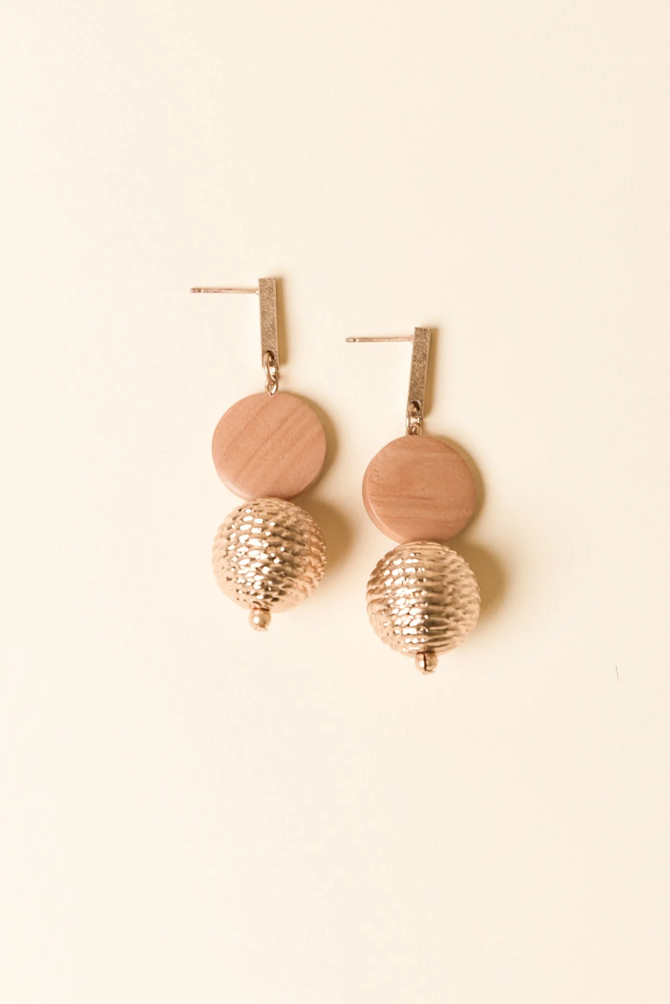 Novalee Rose Gold Wood Drop Earrings