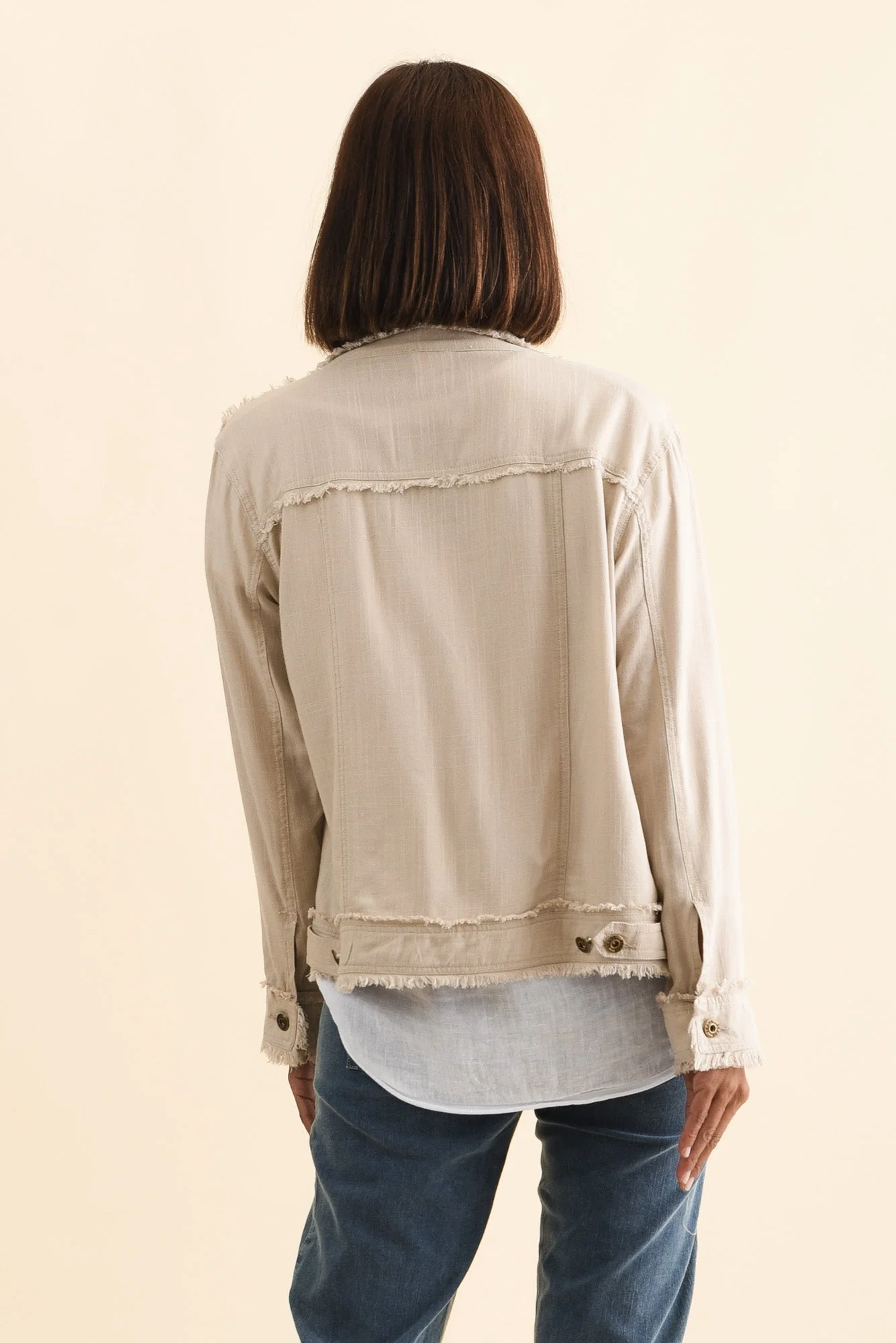 Oakley Beige Linen Frayed Jacket - Image 4