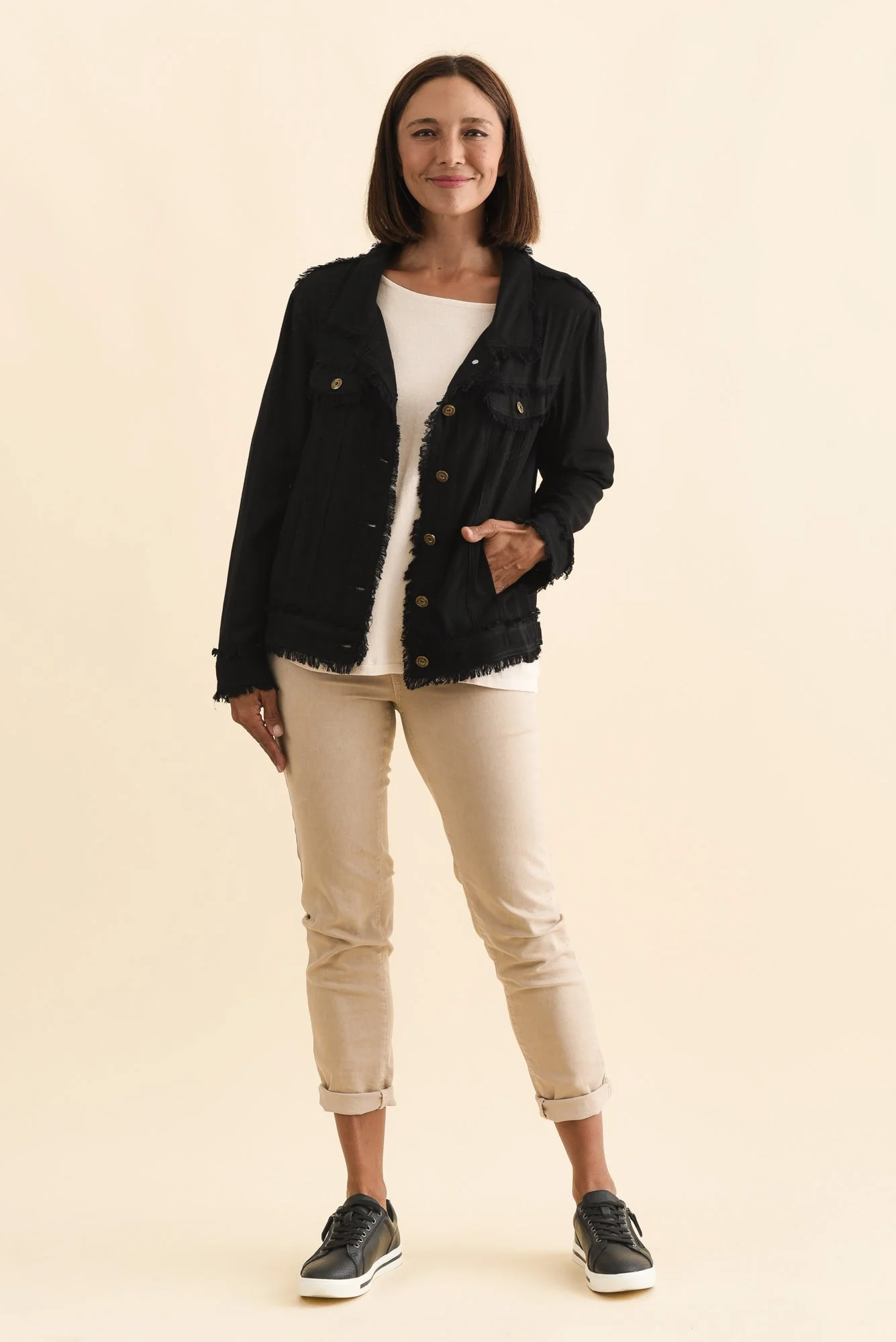 Oakley Black Linen Frayed Jacket - Image 6