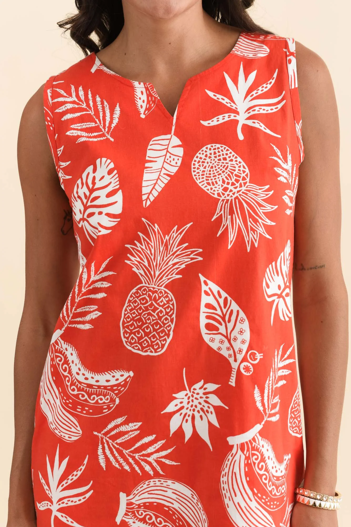 Odell Red Tropical Cotton Pocket Dress - Image 5
