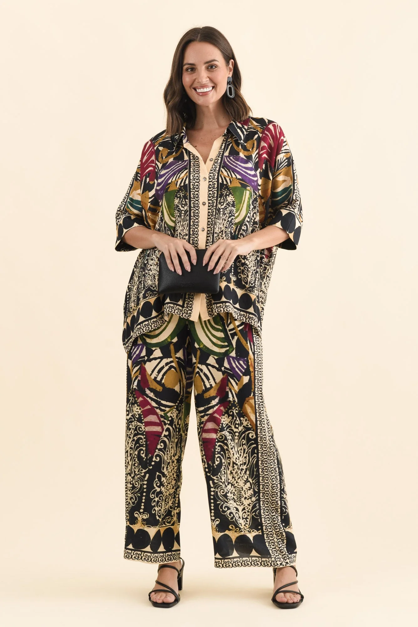 Odia Green Mosaic Wide Leg Pants - Image 2