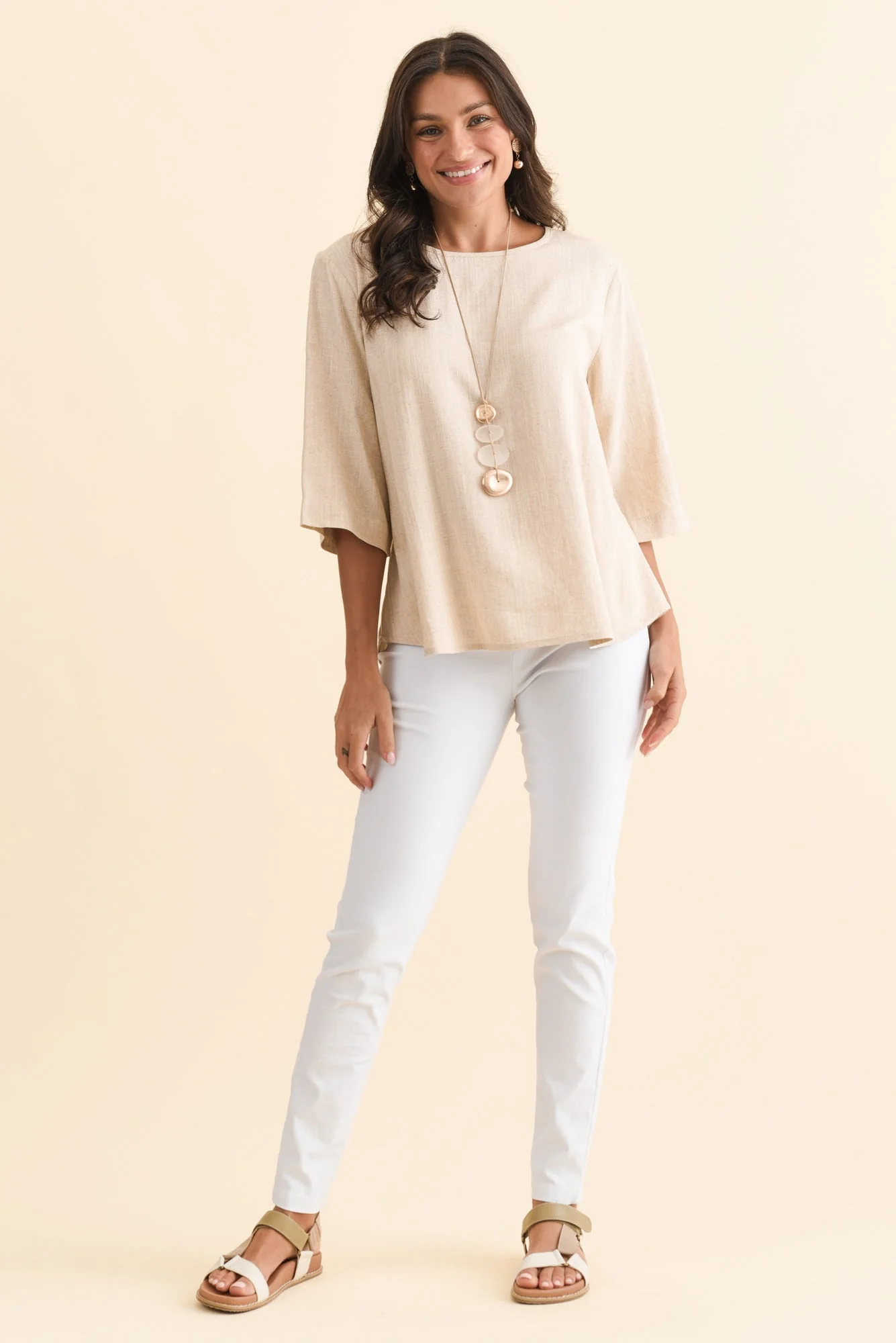 Ophelia Beige Scoop Neck Top - Image 6
