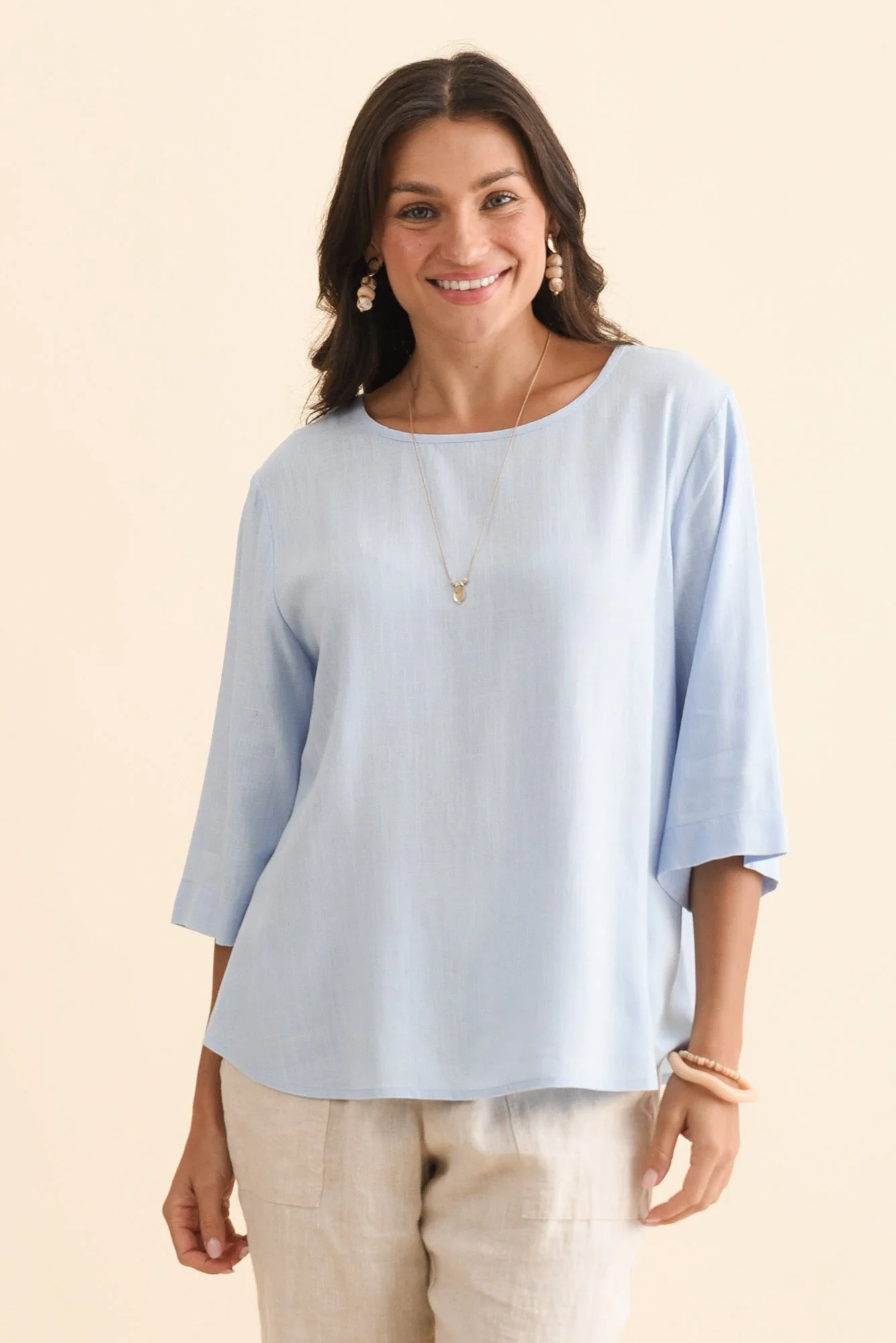 Ophelia Light Blue Scoop Neck Top