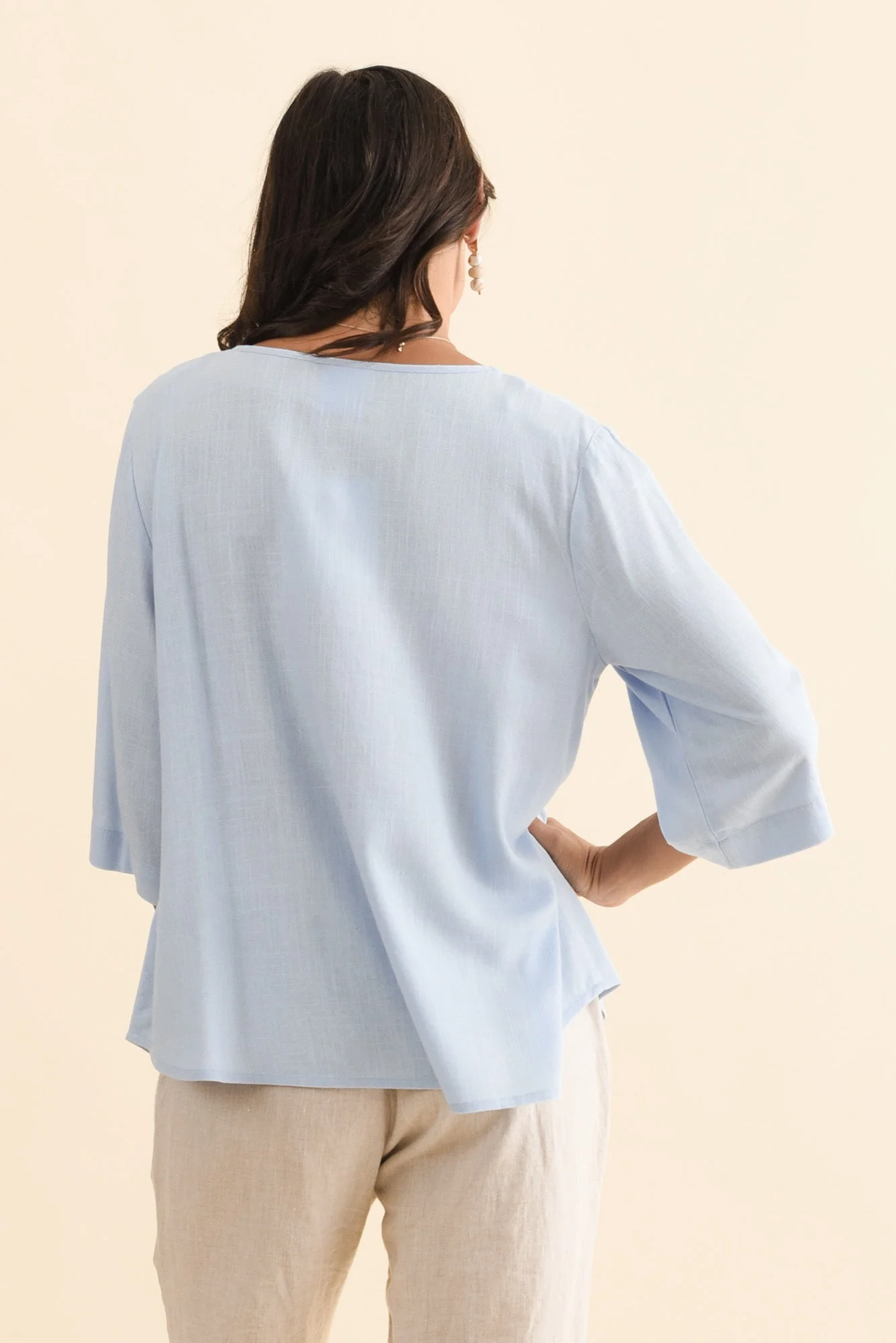 Ophelia Light Blue Scoop Neck Top - Image 4